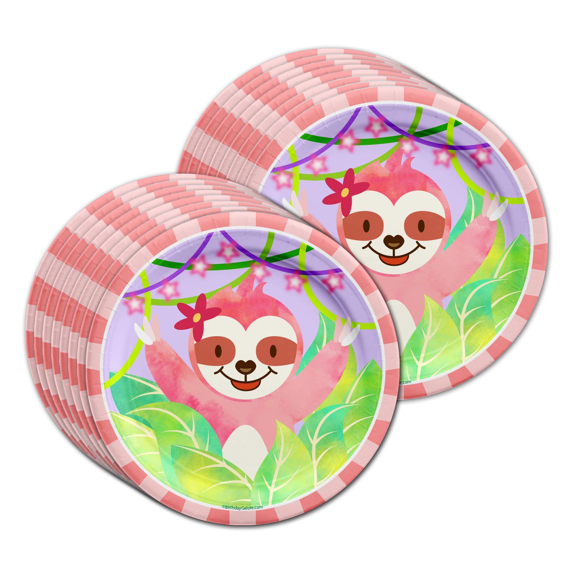 Sloth Girl Birthday Party Supplies Set Plates Napkins Cups Tableware Kit for 16