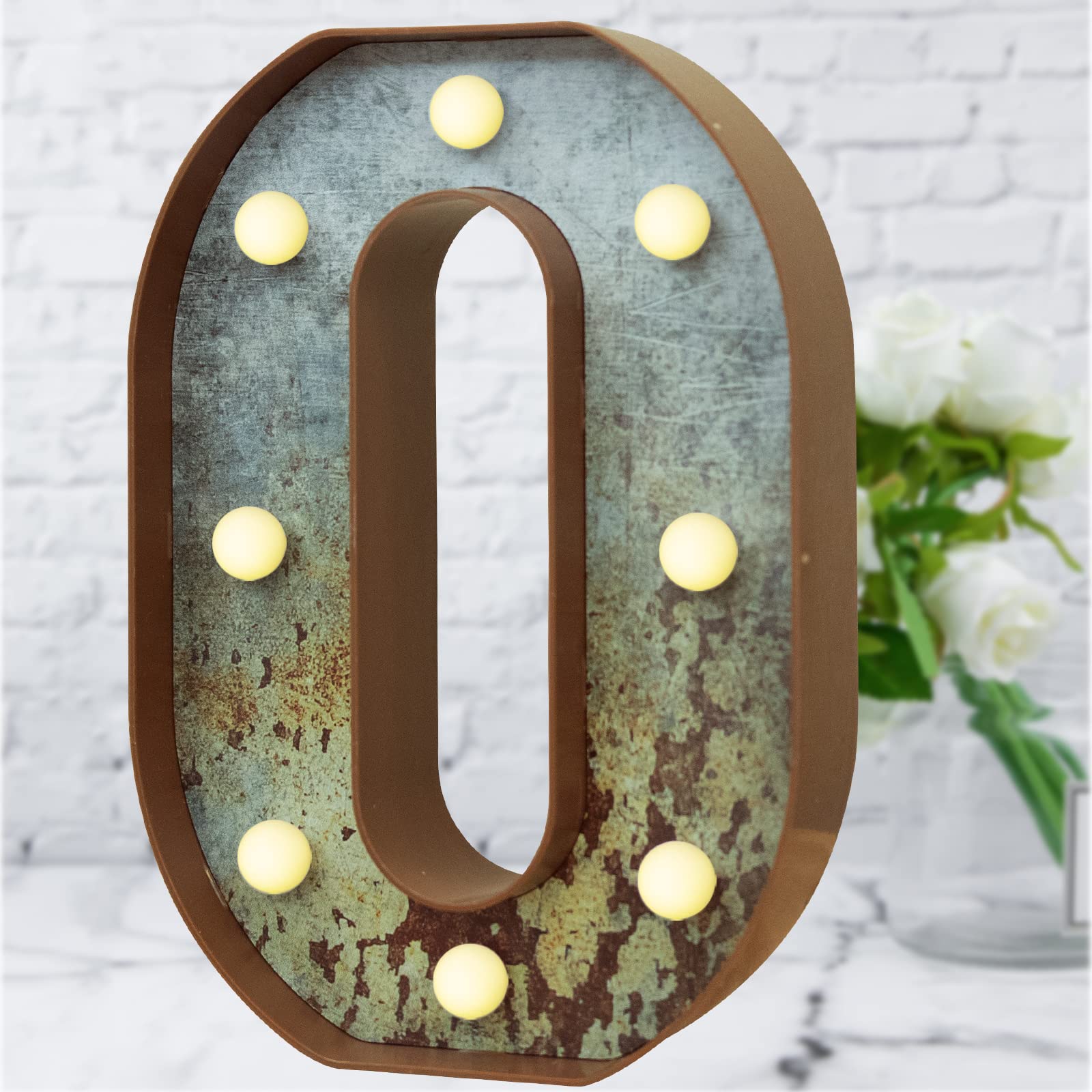 LED Marquee Light Up Letters Industrial Vintage Style Lighted Letters Rust Metal Effect Marquee Letter with Lights Illumination 