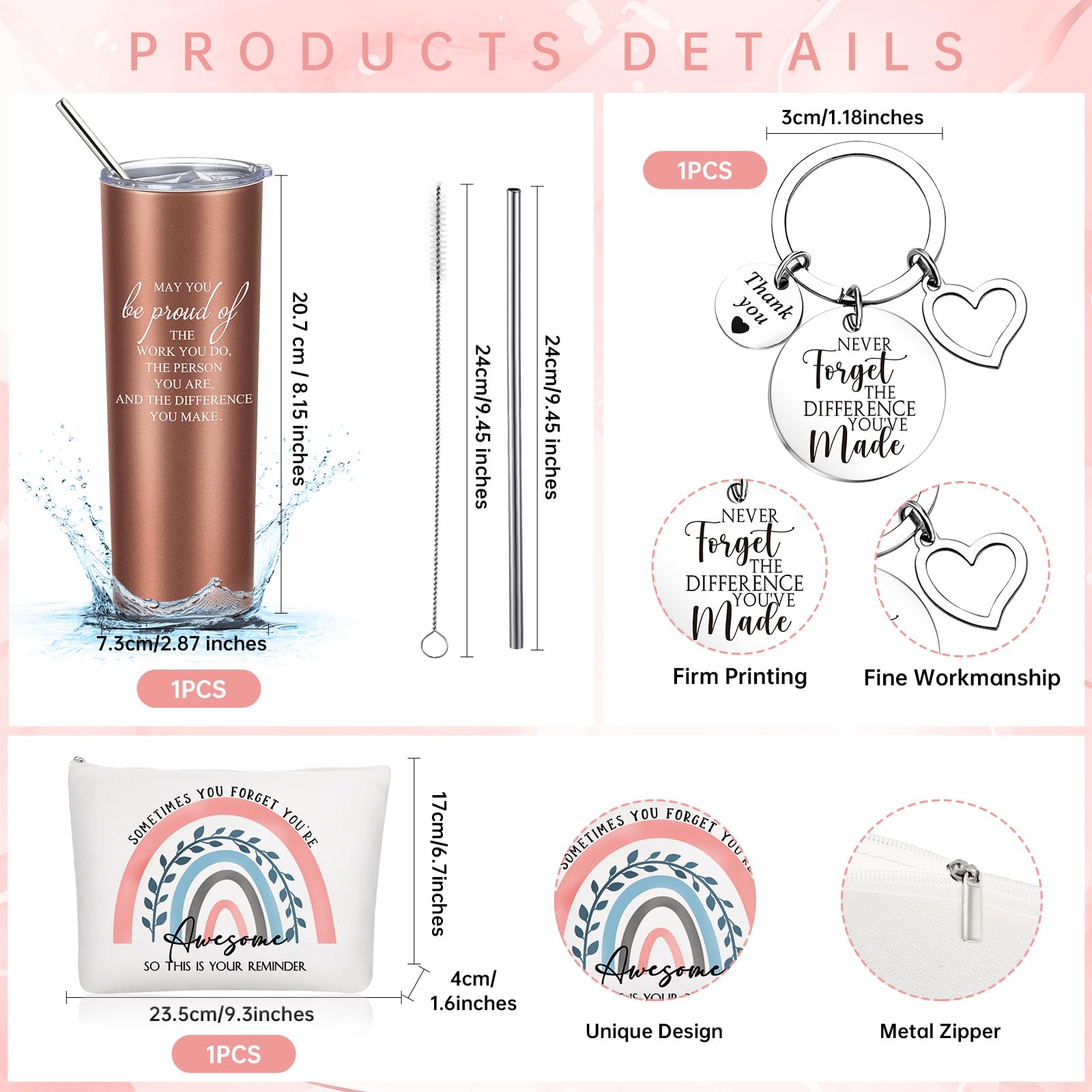 Zhehao Employee Appreciation Gifts Set May You Be Proud Tumbler Cup With Keychain Makeup Bag Graduation Teacher Appreciation Gif