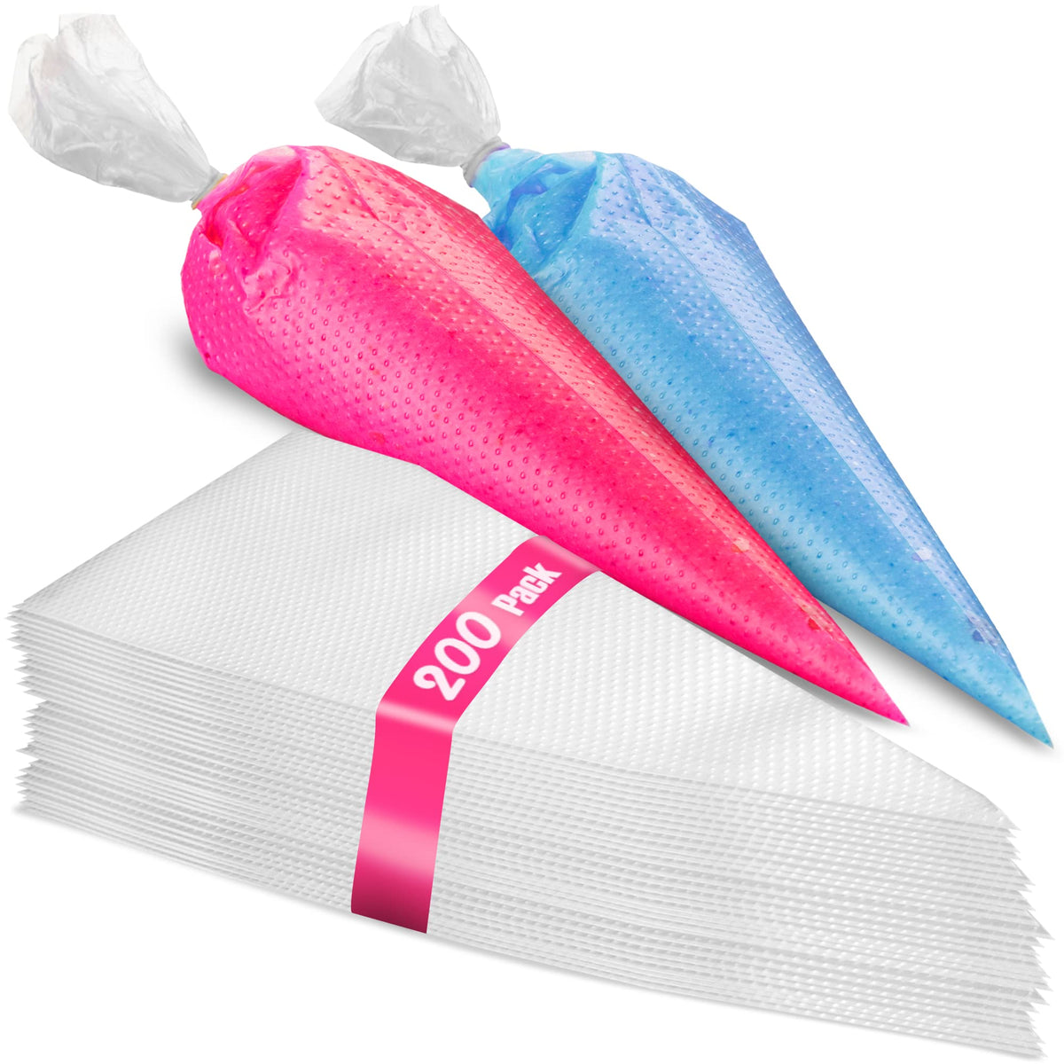 Prestee 200 Pieces Anti Burst Piping Bags - 12 Inch, Pastry Bags, Icing Piping Bags, Tipless Piping Bags, Icing Bags, Frosting B