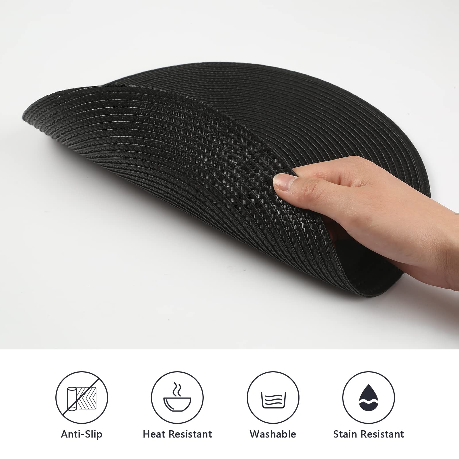 Wanyd Placemats Round Placemats For Dining Table Set Of 6, 12.6 Inch Small Circle Placemats Washable Heat Resistant Non Slip Rou