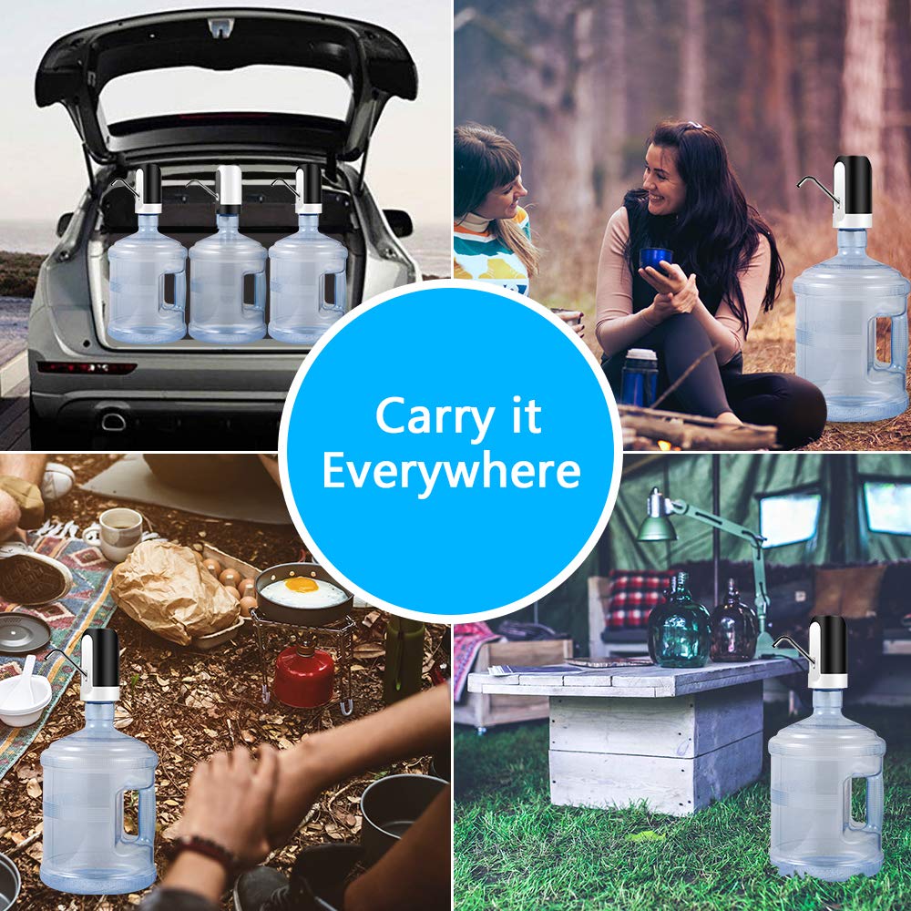 Water Jug Pump  Electric Water Bottle Pump  USB Charging Automatic Drinking Water Pump for Universal 3-5 Gallon Bottle  Portable Water Dispenser for Camping