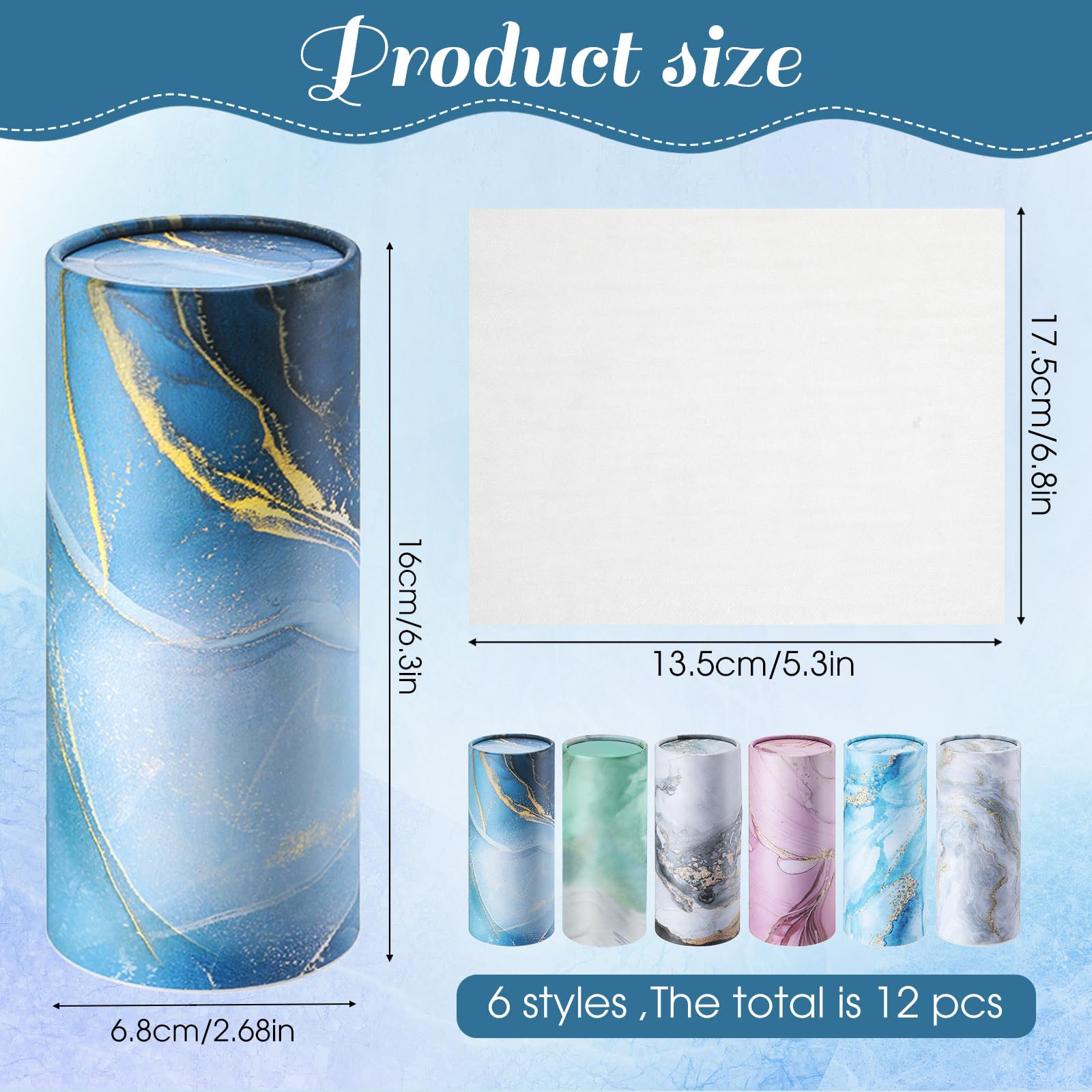 Outus 12 Pcs Car Tissues Boxes Marble Print Car Tissues Cylinder Round Car Tissue Holder With Facial Tissues For Car Napkins Tra