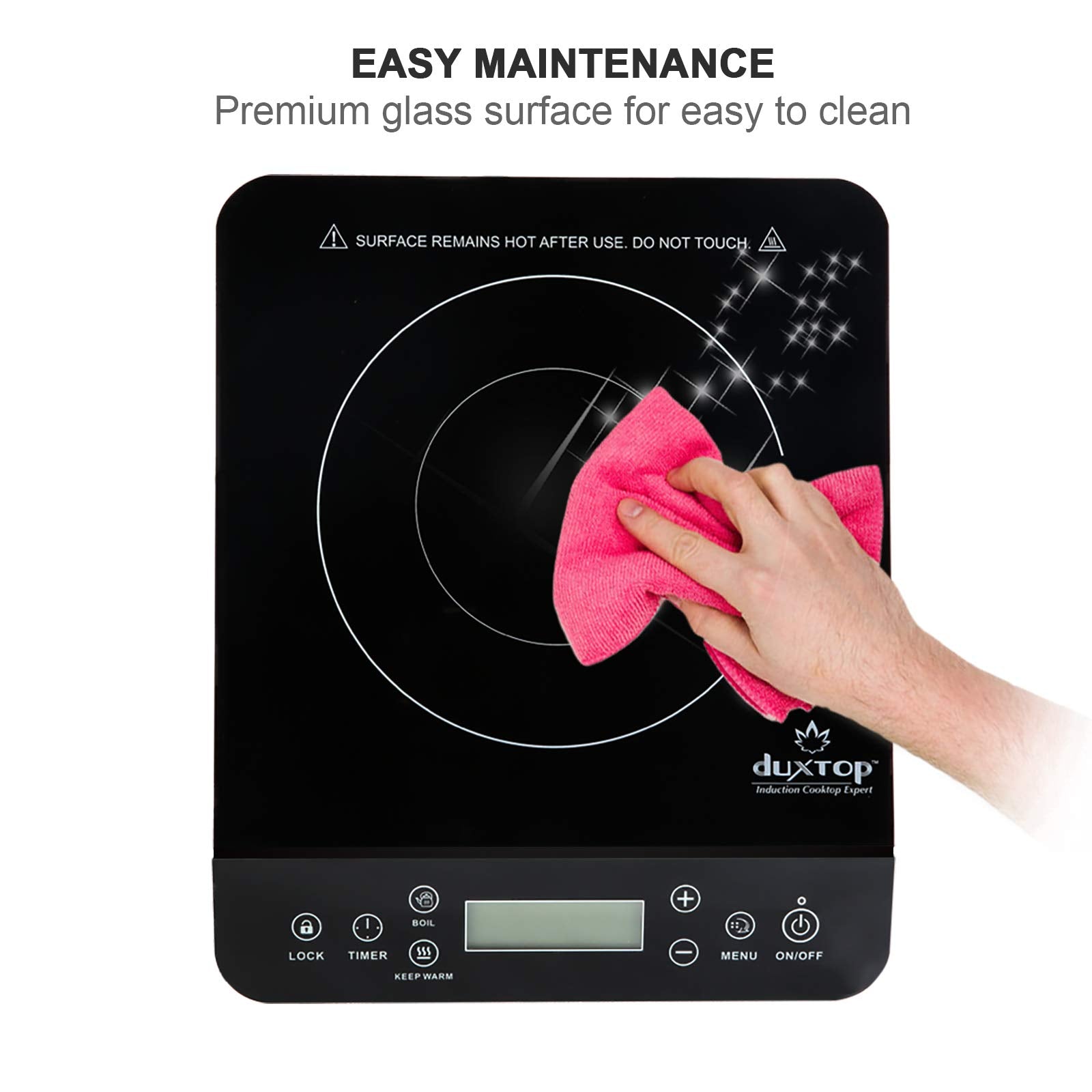 Duxtop Portable Induction Cooktop, 1800W Countertop Burner, Black, Model BT-200DZ, LCD Touch Sensor, Glass+PP Material