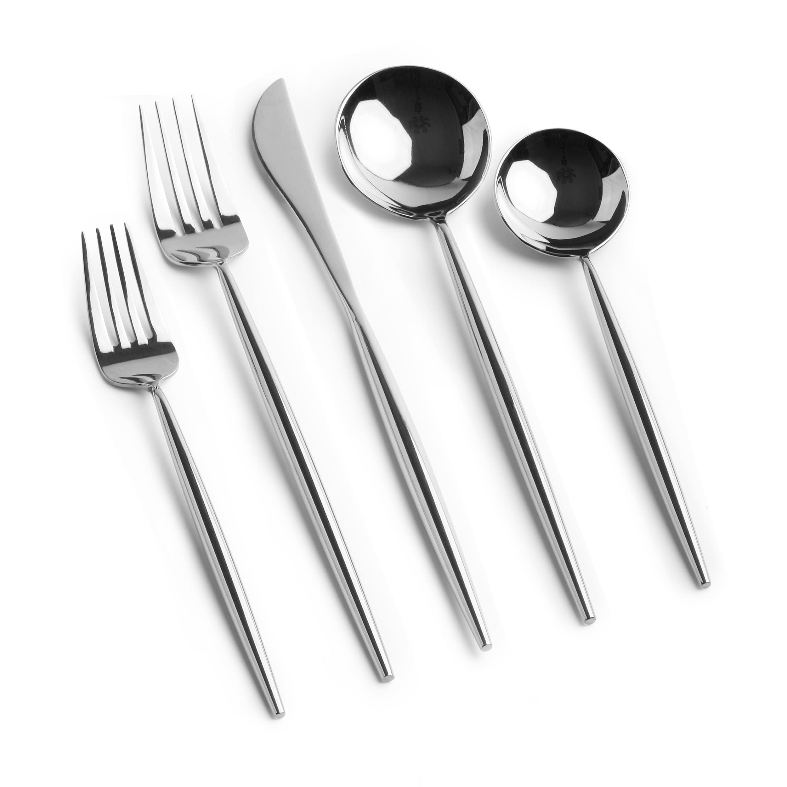 Homelux Theory 18/10 Stainless Steel Silverware Set, 4 Cutlery Set Of 5Pc Heavy Duty Spoons & Forks Set, Kitchen Silverware Set