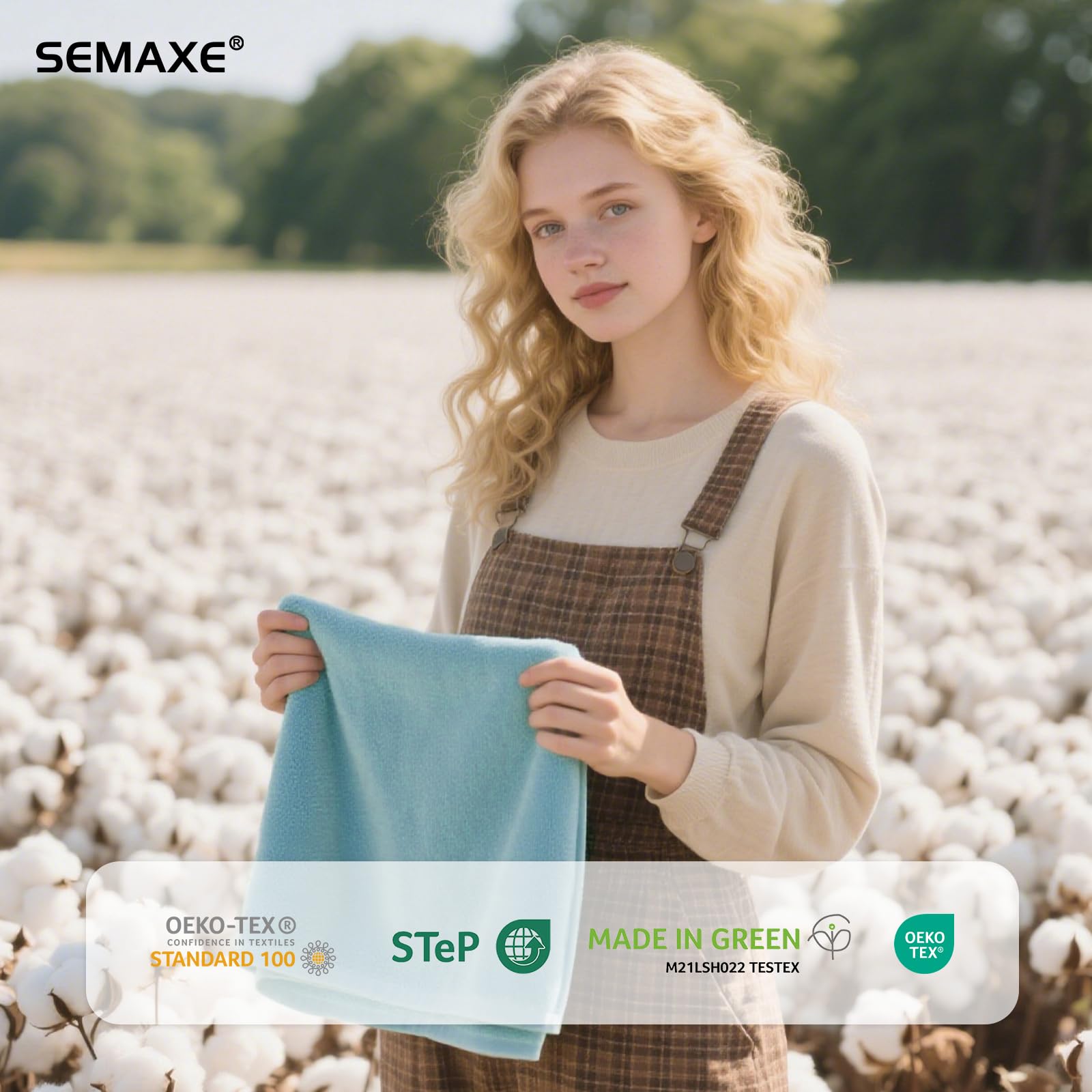 SEMAXE Hand Towel  100% Cotton Towel Set for Bathroom  Soft and Highly Absorbent Towel  Hotel & Spa Quality  16?x 27?(Ice Lake Blue)