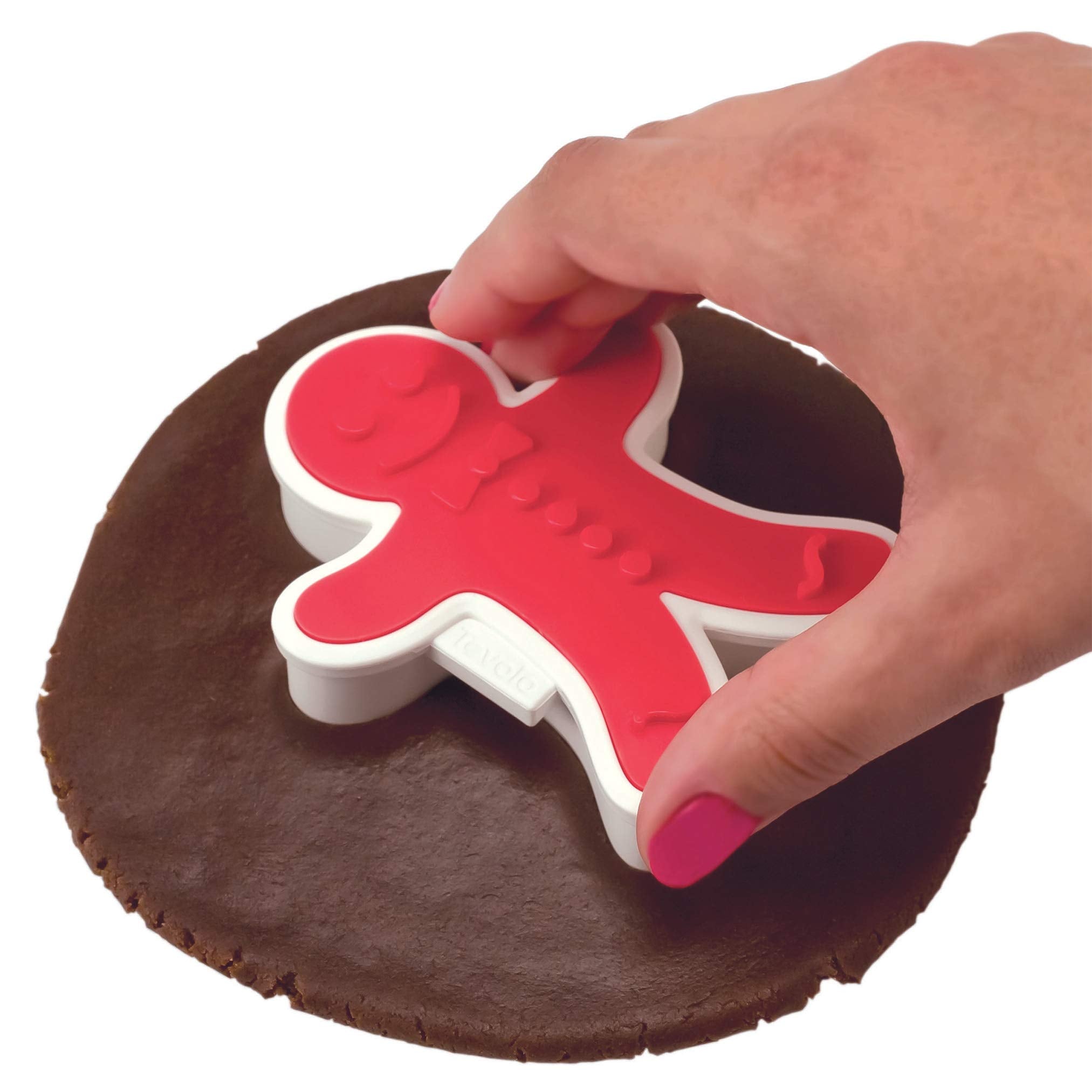 Tovolo Gingerbread Boys Templates Reverse, Dishwasher Safe, Set Of 6 Cookie Stamps With Cutter