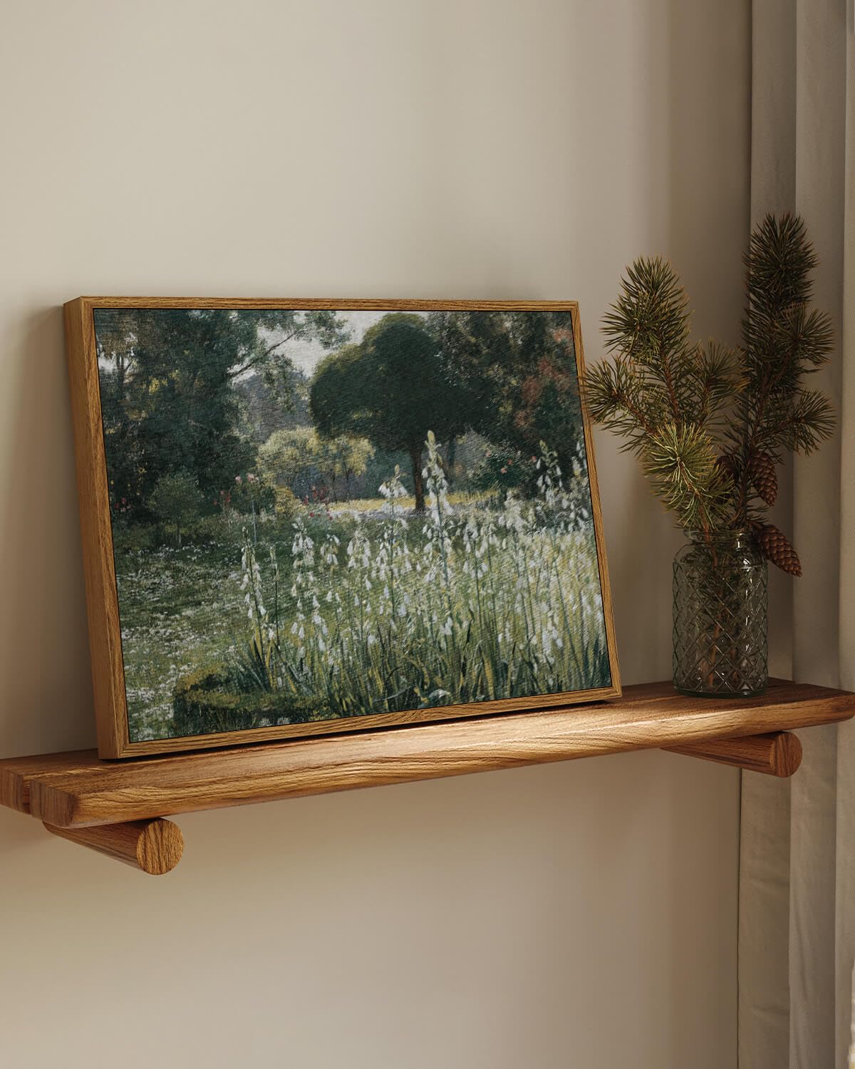Insimsea Framed Canvas Wall Art Vintage Decor, Landscape Wall Art, Summer Hyacinths Vintage Paintings Prints, Flower Pictures Fo