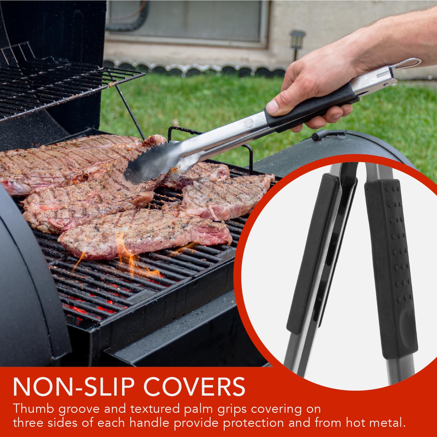 Grill Tongs Extra Long 16-inch Heavy Duty for BBQ and Grilling  Extra Long Stainless Steel Grilling Tongs for Outdoor Grill and Kitchen Cooking  Long Metal Tongs with Safety Hand Grips