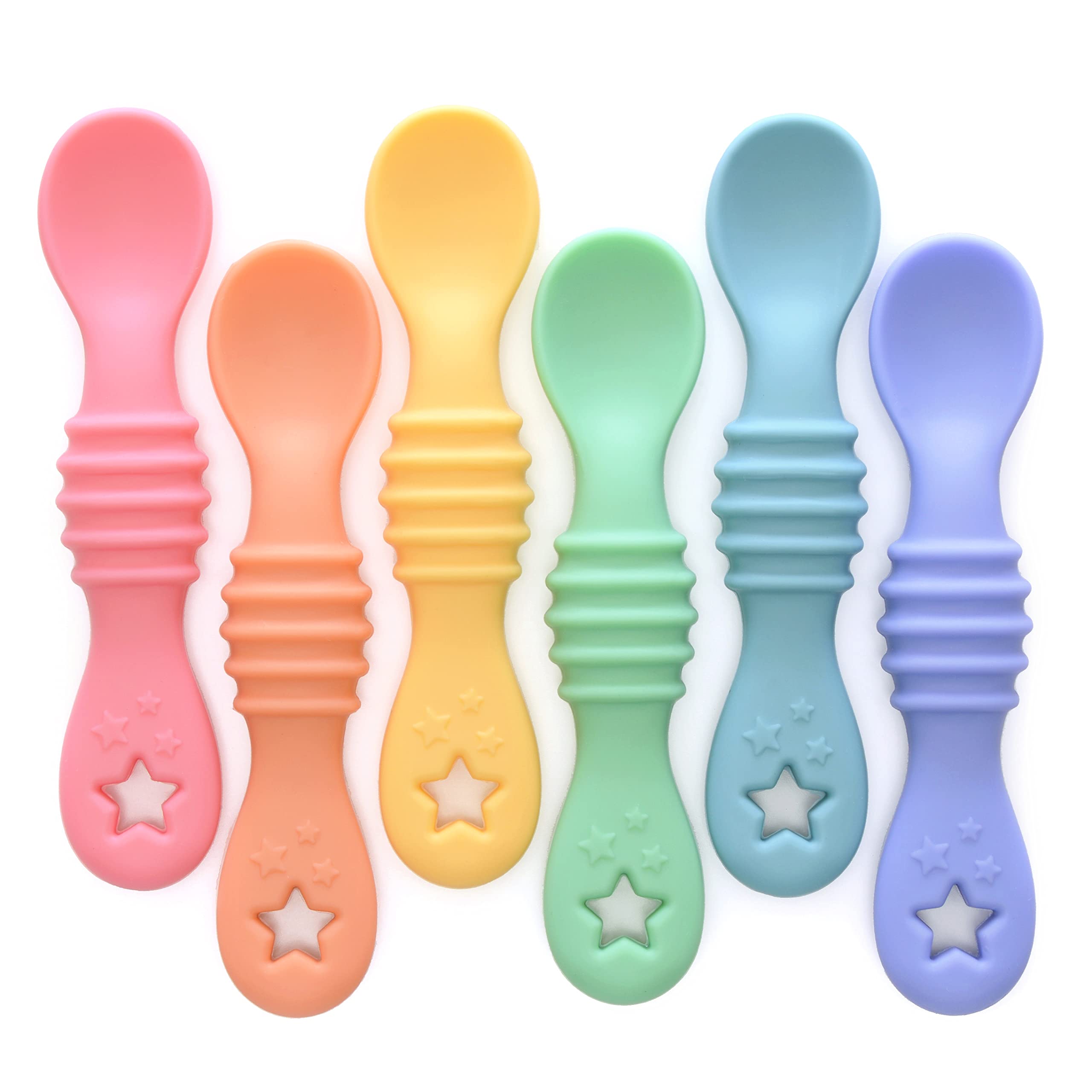 Primastella 3-In-1 Little Dippers - Silicone First Stage Baby Spoon Set - Baby Led Weaning - Self Feeding Utensils For Infants &