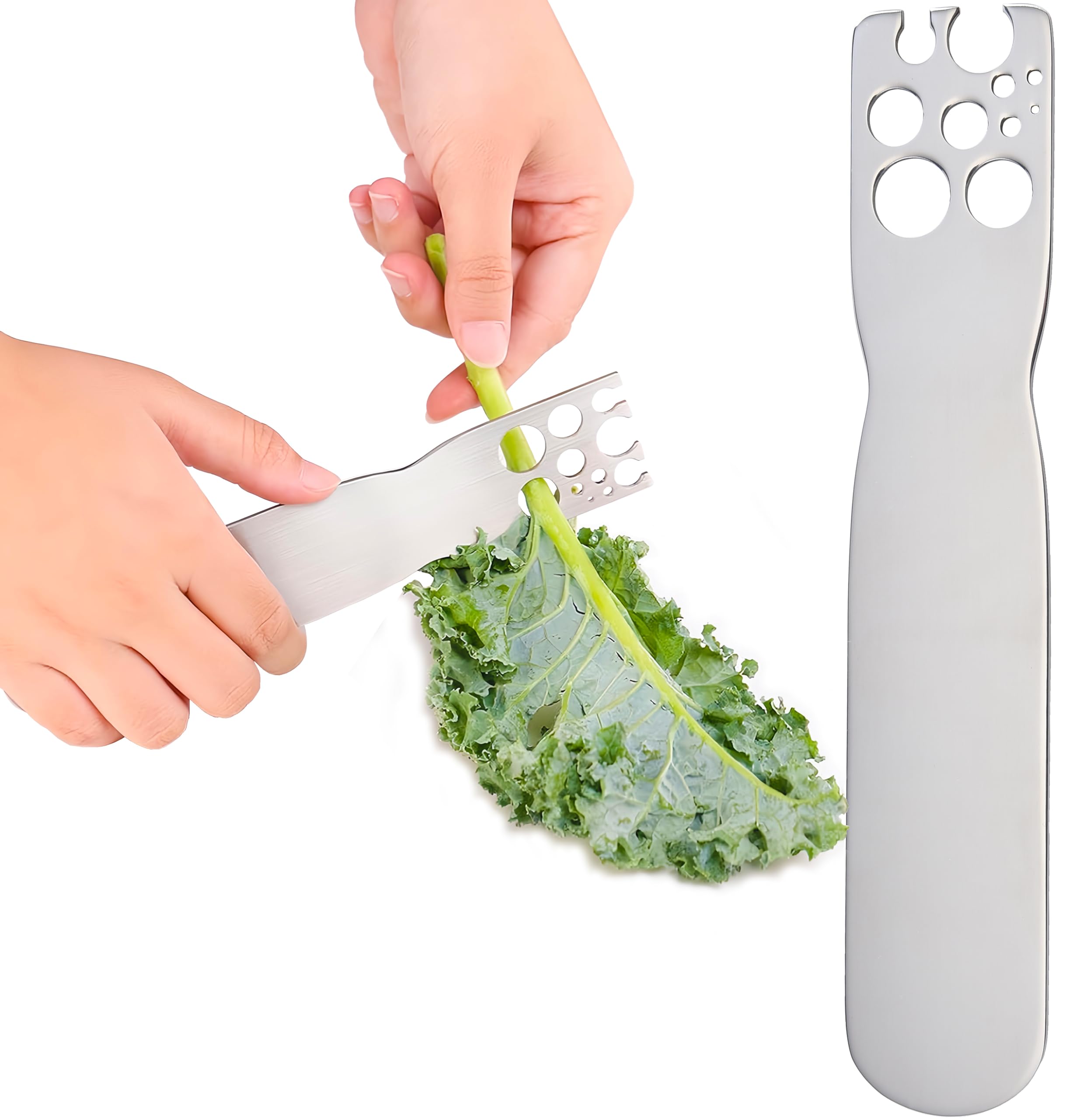 Herb Stripper Stainless Steel Kitchen Herb Leaf Stripping Tool Metal Herb Pealer Looseleaf Kale Razor For Kale, Chard, Collard G