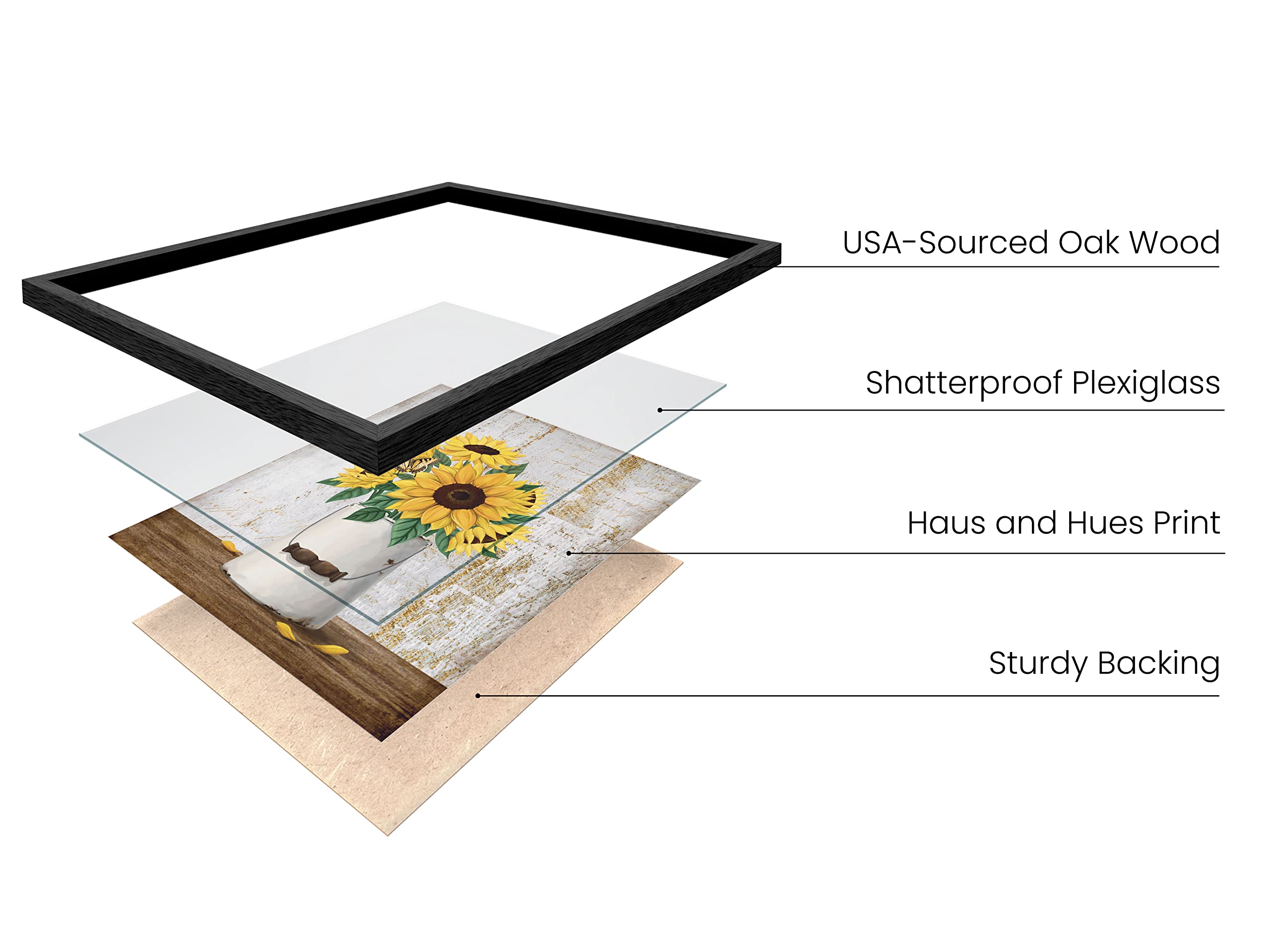 Haus And Hues Floral Prints - Set Of 4, 8X10 Wall Art, Farmhouse Bouquets, Framed Metal Painting For Bathroom, Bedroom, Dorm, Ki