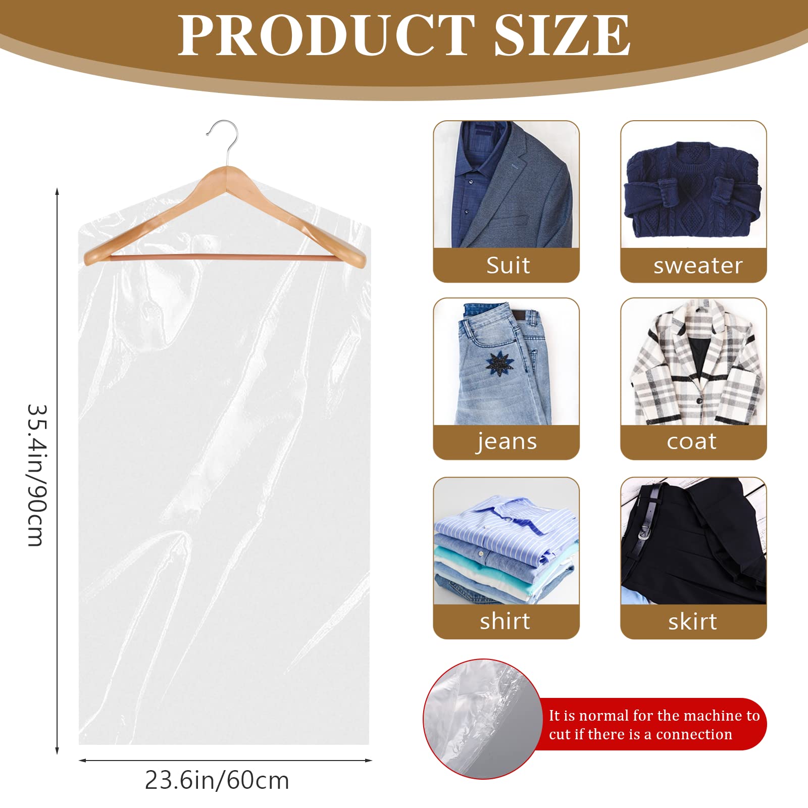 20 Pack Garment Bags For Hanging Clothes Plastic Garment Bags Clear Clothes Covers Dry Cleaner Bags Hanging Dust-Proof Garment B