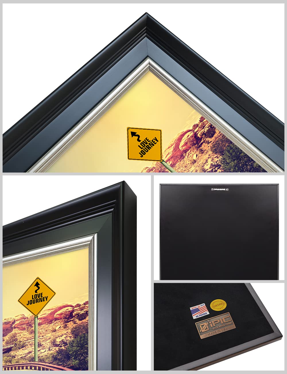 Ipic - Love Journey Personalized Framed Wall Art With Names And Date On, Giclee Prints With Solid Wood Frame, Customized Gift An