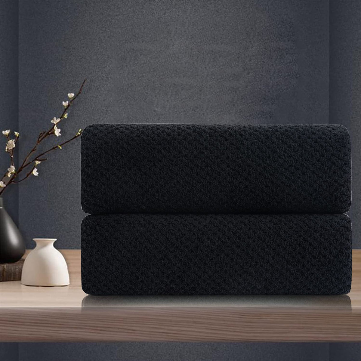 Black Hand Towels Set 2 Pack-16X31   ,Ultra Soft Microfibers Bathroom Towel Set Highly Absorbent Quick Dry Luxury Premium Towel