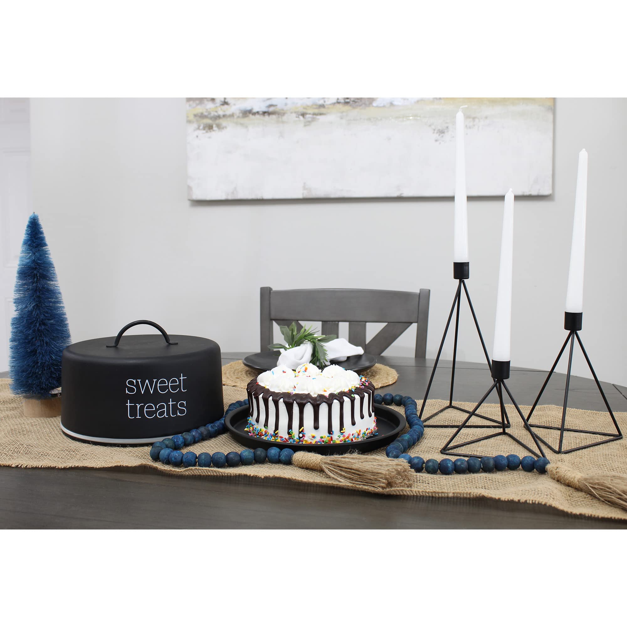 Auldhome Enamelware Black Cake Cover; Contemporary Style Dessert Plate With Domed Lid