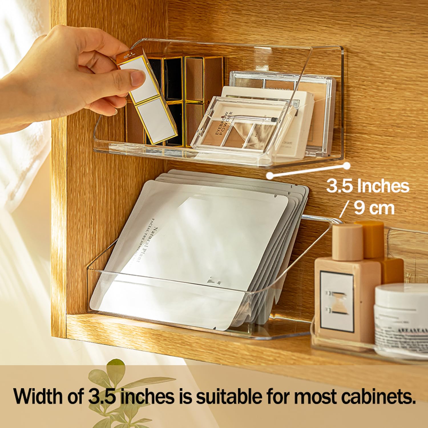 MORNITE Medicine Cabinet Organizer Shelf, Vanity Trays for Bathroom Counter, Cosmetic Storage Tray, Makeup Organizer, Beauty Org