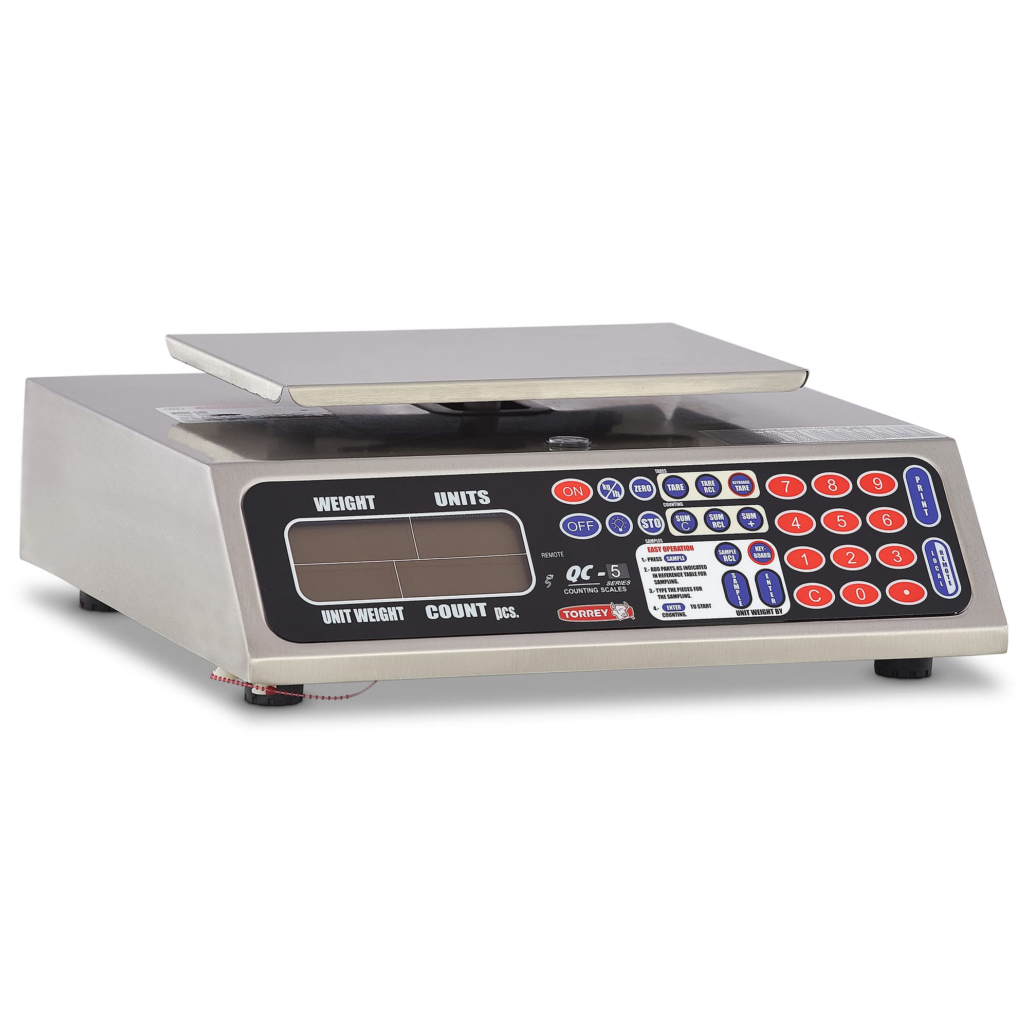 Torrey Qc 5/10 Electronic Tabletop With Lcd Display And Backlight, 10 Lb, 50 Tare Weight Memories,Stainless Steel
