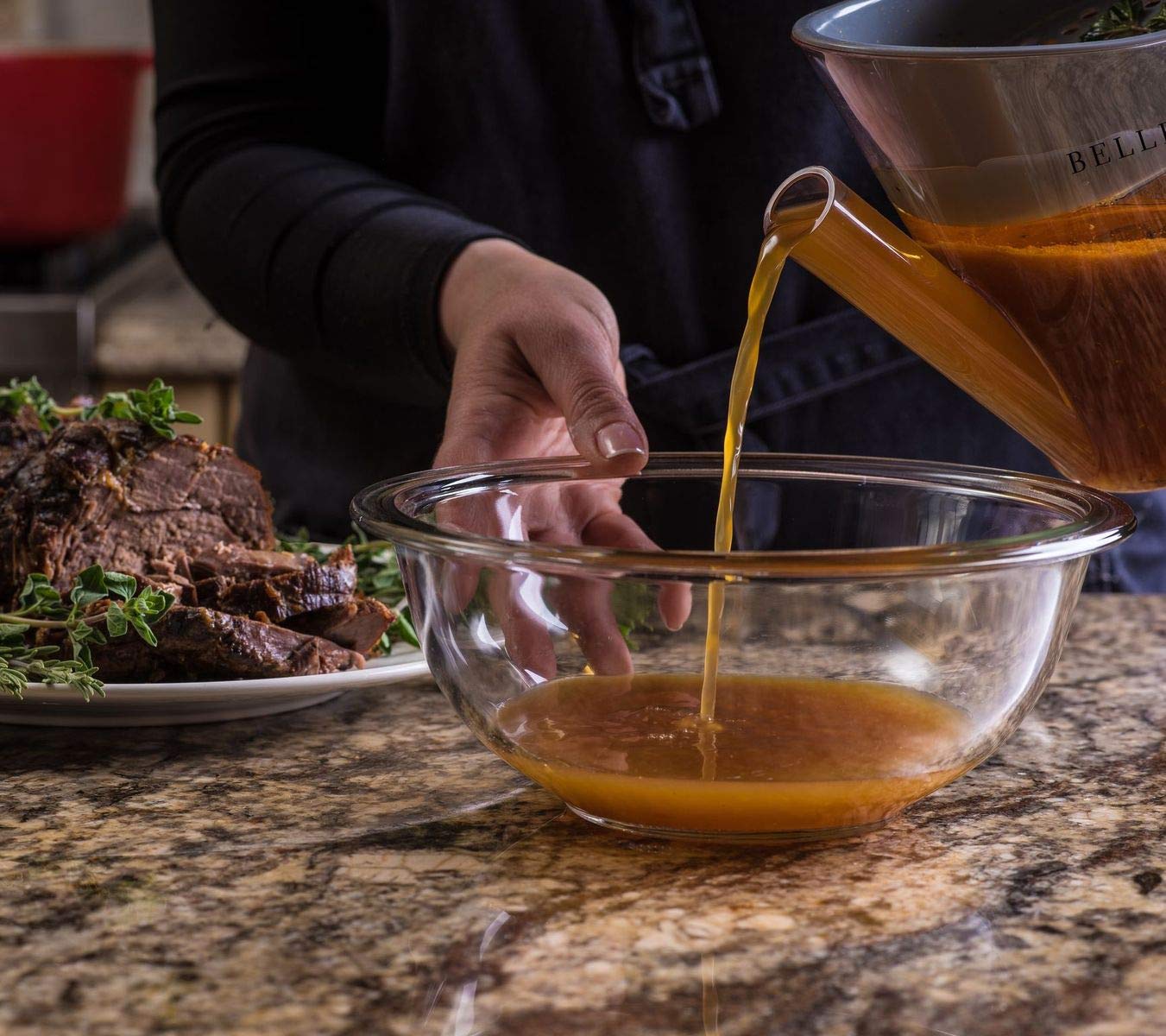 Bellemain 4-Cup Fat Separator/Measuring Cup With Strainer & Fat Stopper / 1 Liter Capacity