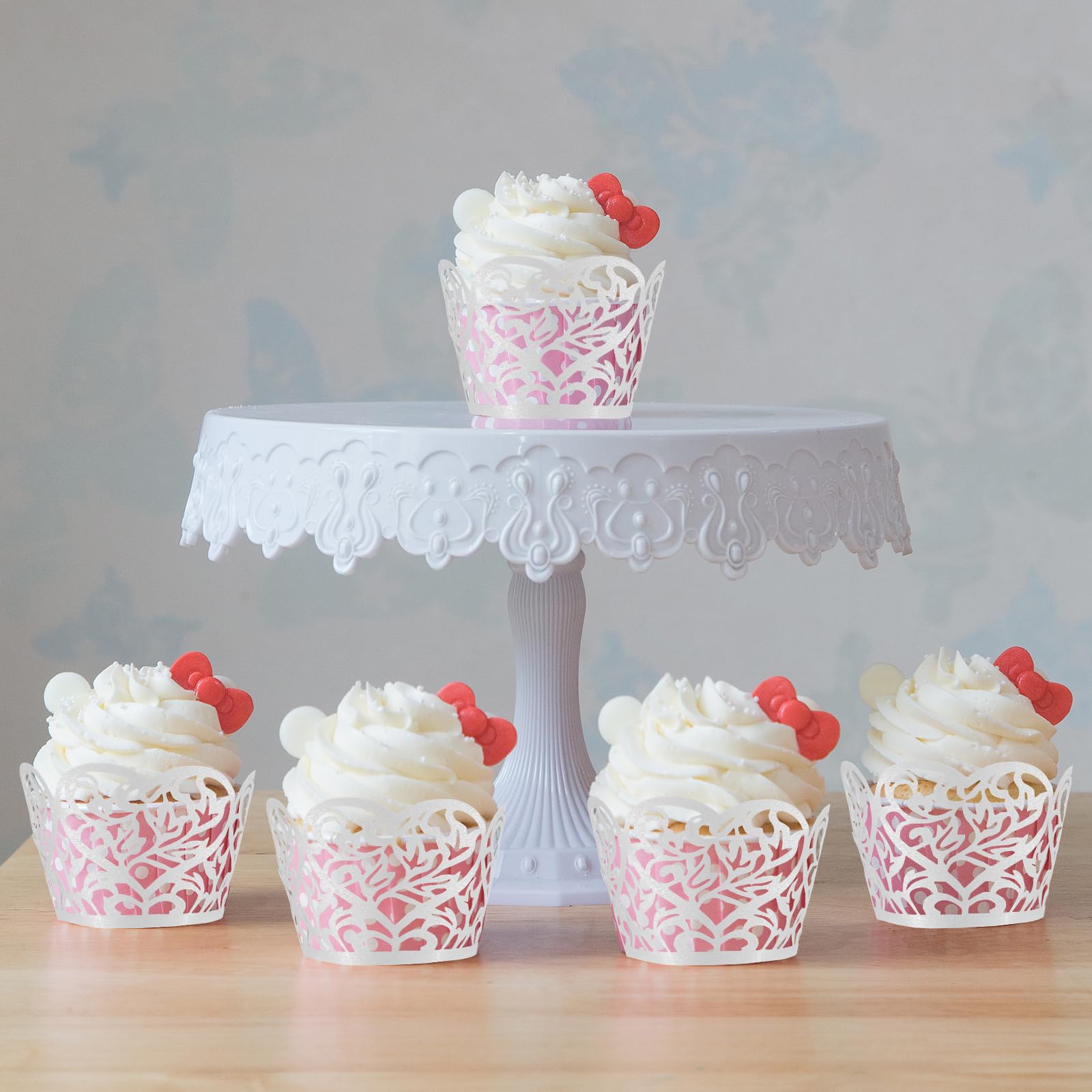 Cosmos 24 Pcs Cupcake Wrappers Cupcake Decorative Liners Cupcake Lace Holders Baking Cake Paper Cover Cups Muffins Cake Tray Cup