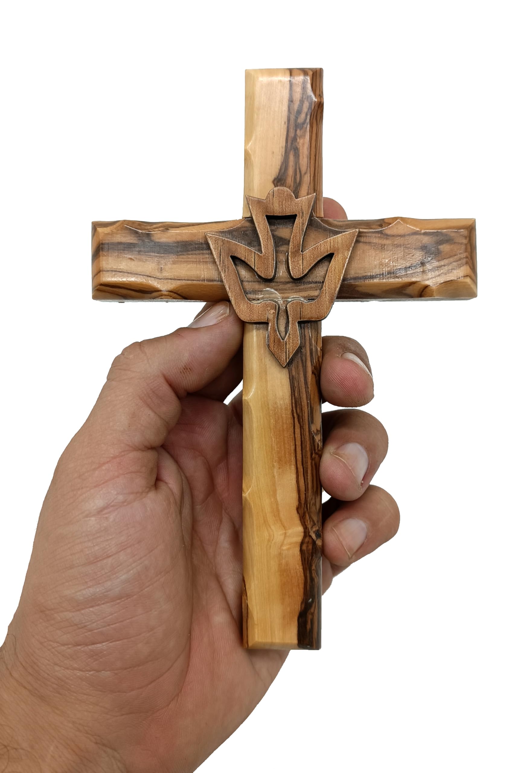 Zuluf 6.3 Olive Wood Dove Cross Wall Hanging Christian Holy Spirit Baptism Holy Land Gift Bedroom Decor CRS020