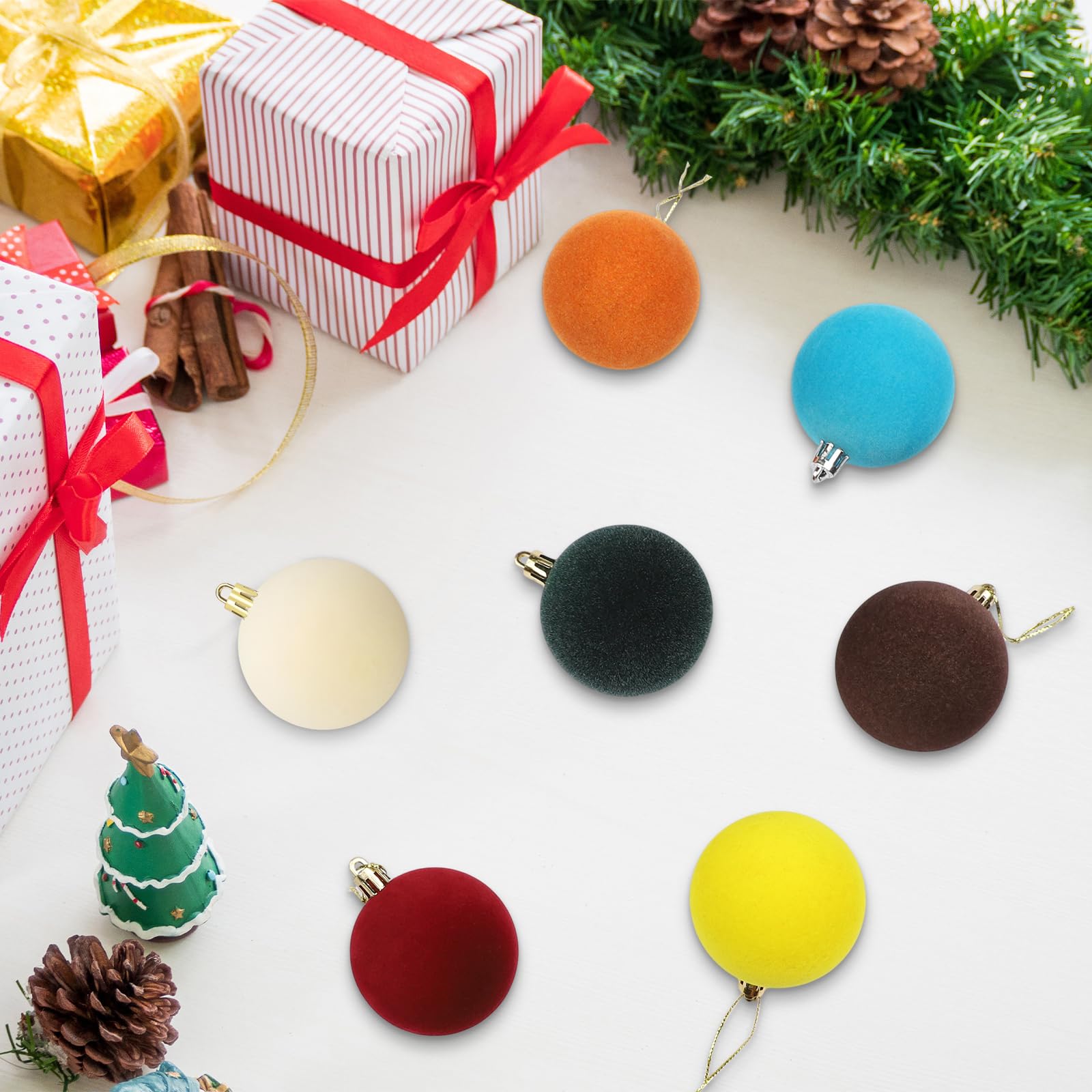 Velvet Ball Ornaments Christmas Balls Green 12 PCS 2.36-Inch Xmas Tree Ball Ornaments for Christmas Trees Decorations Gifts Part