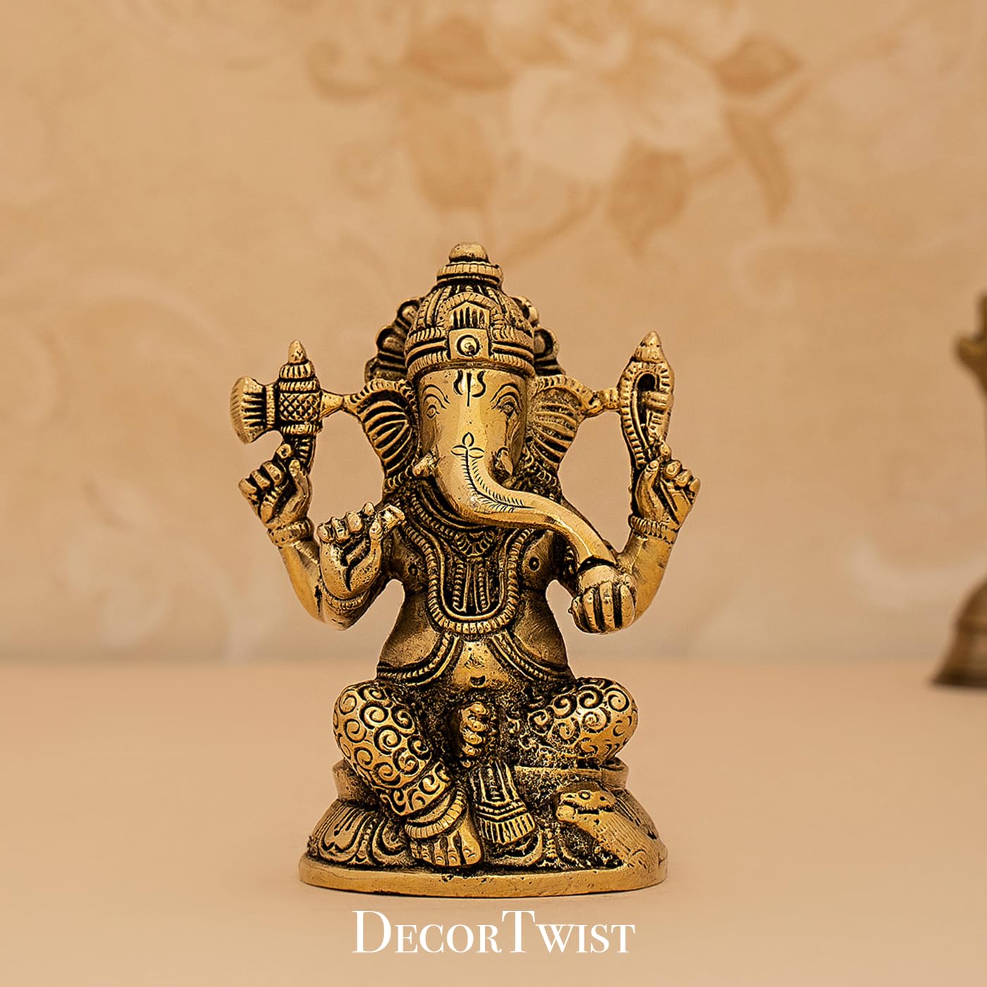 Decortwist Brass Ganesh Idol For Home Puja Ganpati Idol Show Piece For Home Decor Ganesha Statue Murti Idols & Figurines Brass P
