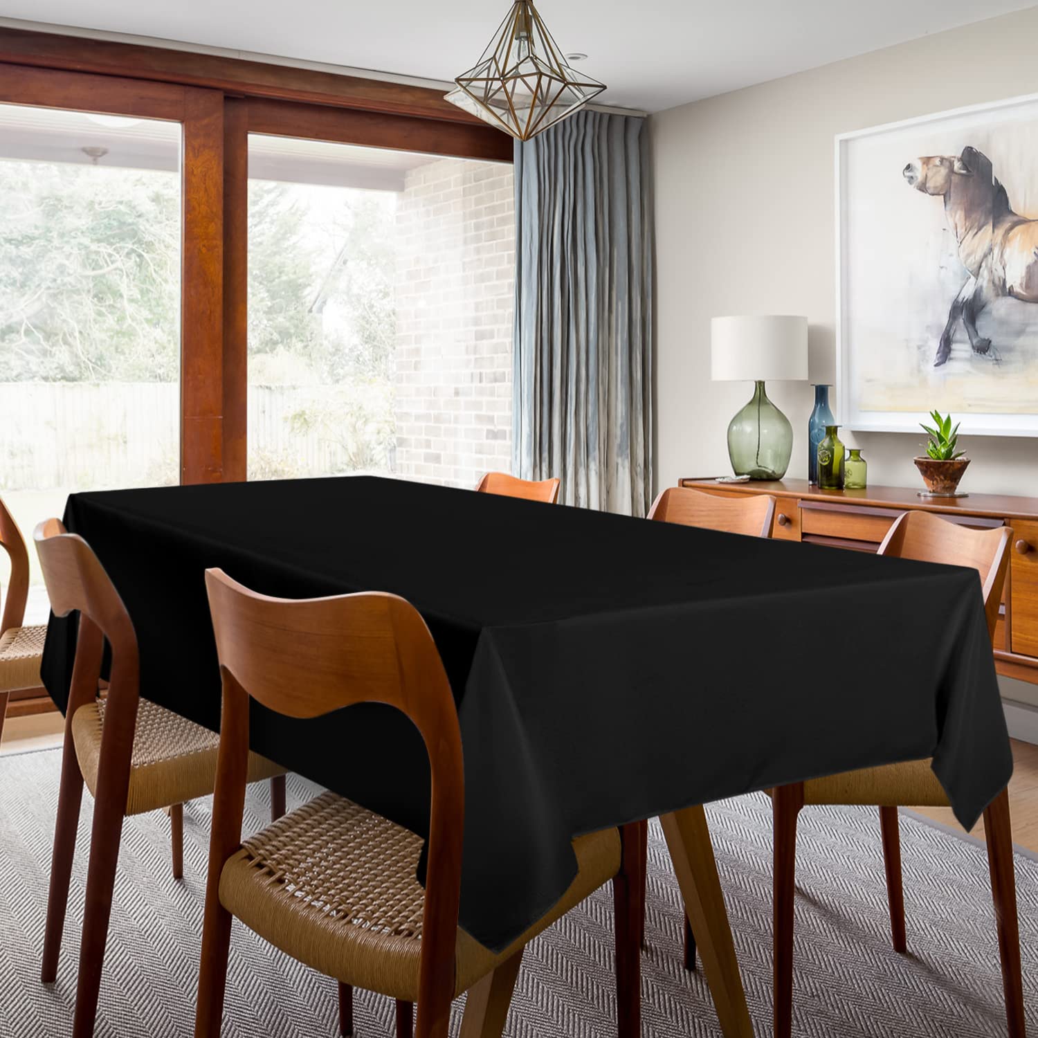 Sancua 2 Pack Black Tablecloth 60 X 120 Inch, Rectangle 8 Feet Table Cloth - Stain And Wrinkle Resistant Washable Polyester Tabl