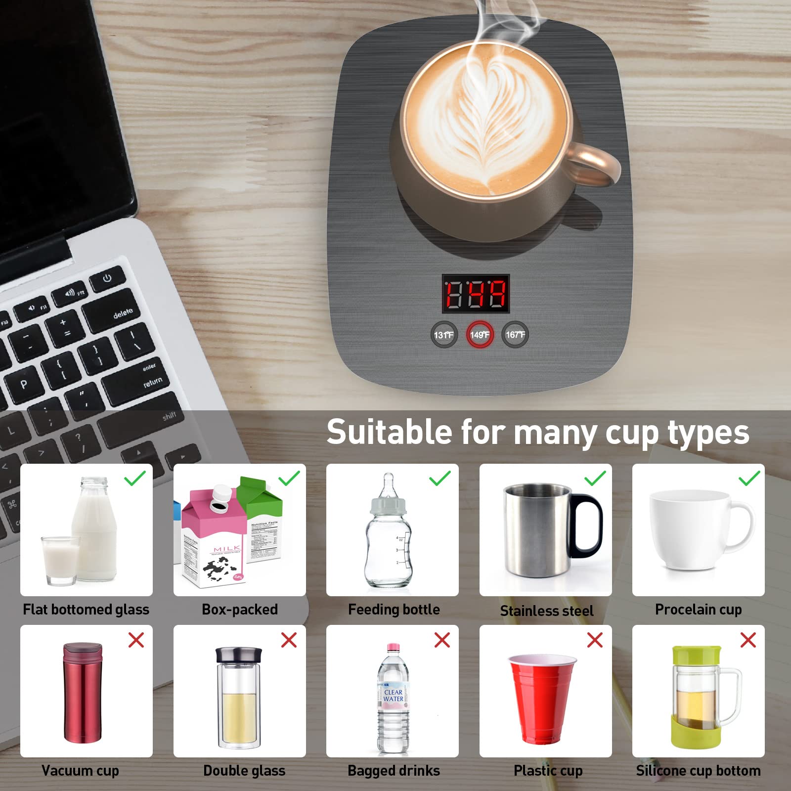 Mug Warmer,Coffee Warmer For Desk Office Home Use, Electric Cup Warmer With Three Temperature Settings,Coffee Hot Plate For Coco