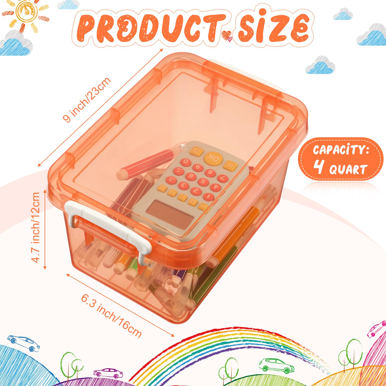 Wenqik 6 Pack Colorful Plastic Storage Bins With Lids 4 Quart Small Storage Latch Box Stackable And Nestable Clear Storage Organ