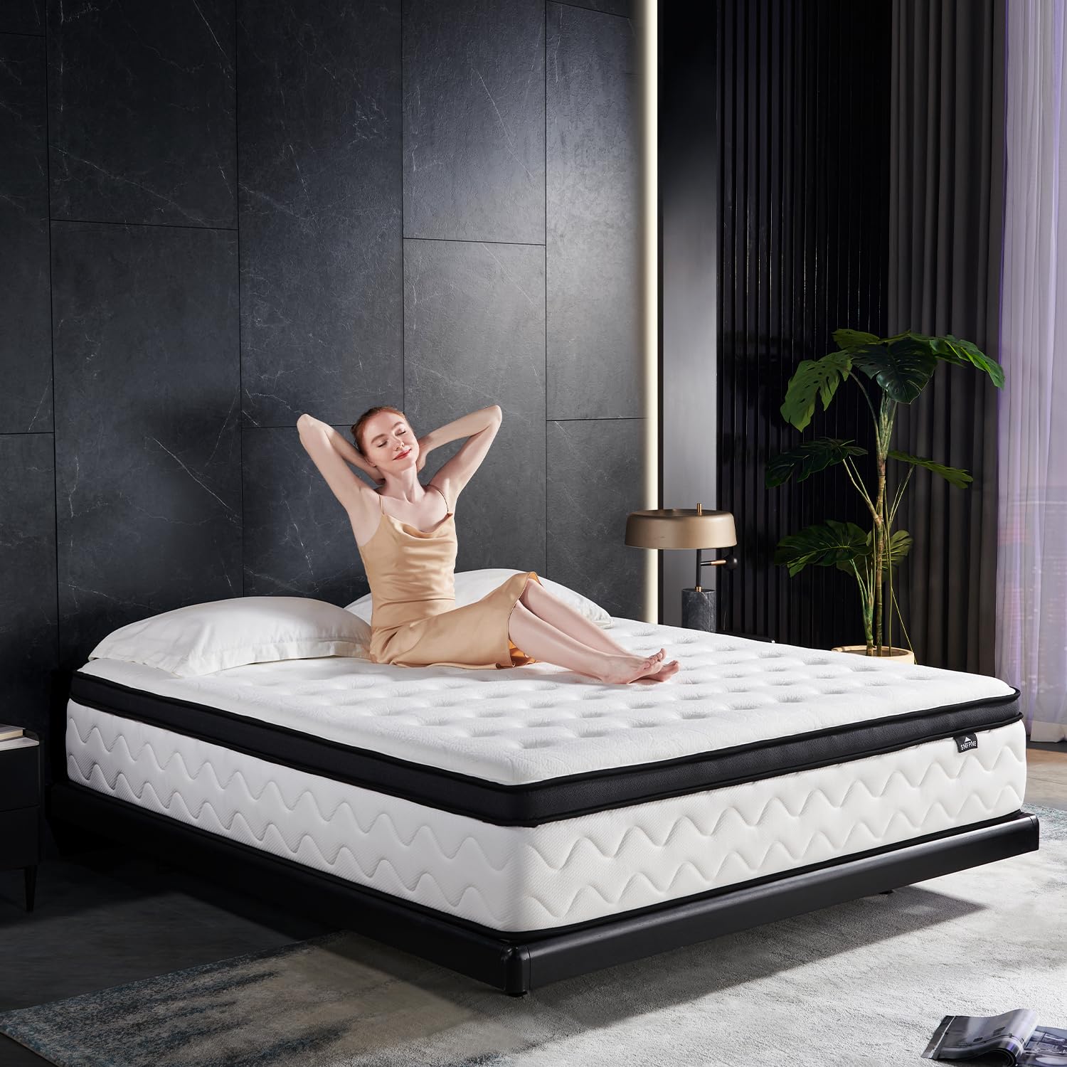 King Size Mattress - 12 Inch Medium Firm King Mattress with Memory Foam and Individual Pocket Springs for Pressure Relief & Sile