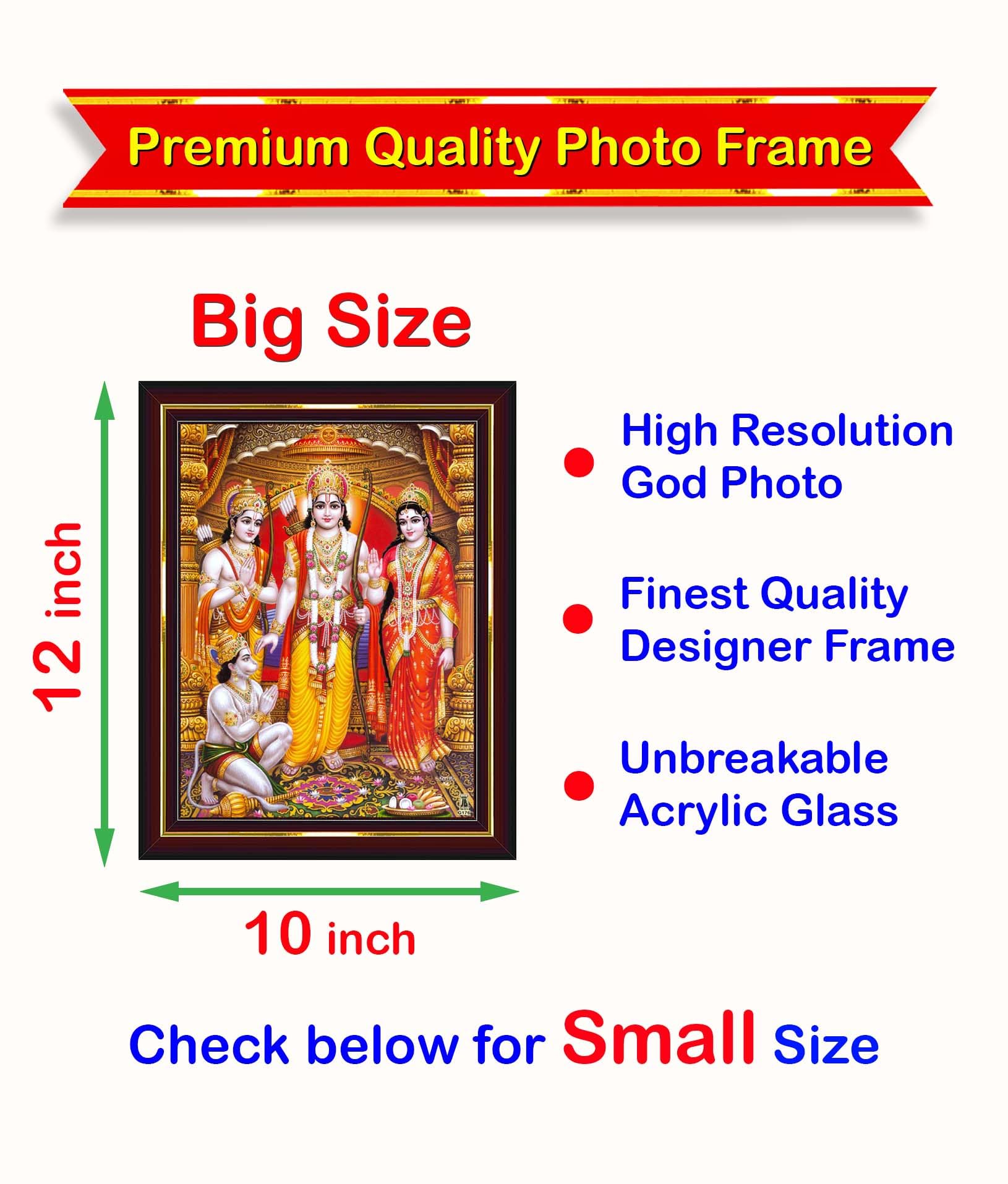 Pavan Photo Laminations Ram Darbar Lord Shri Rama Sita Parivar Family Wall Painting Framed Home Decor (Wood,Matte,Brown,Big Size