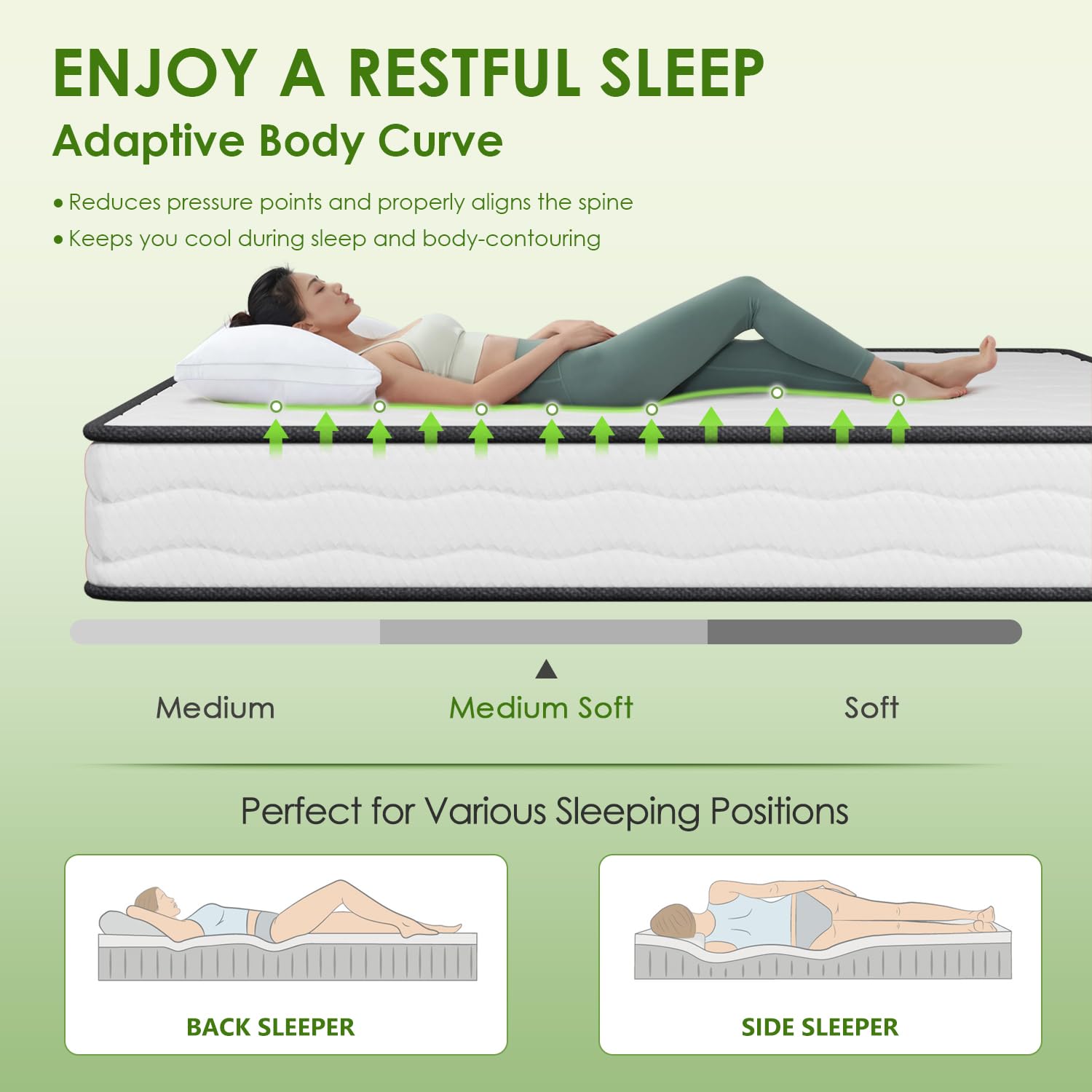 Paylesshere 8 Inch Mattress Medium Firm Spring Mattress Cool Sleep Pressure Relief Queen Size Mattress In A Box Fiberglass Free