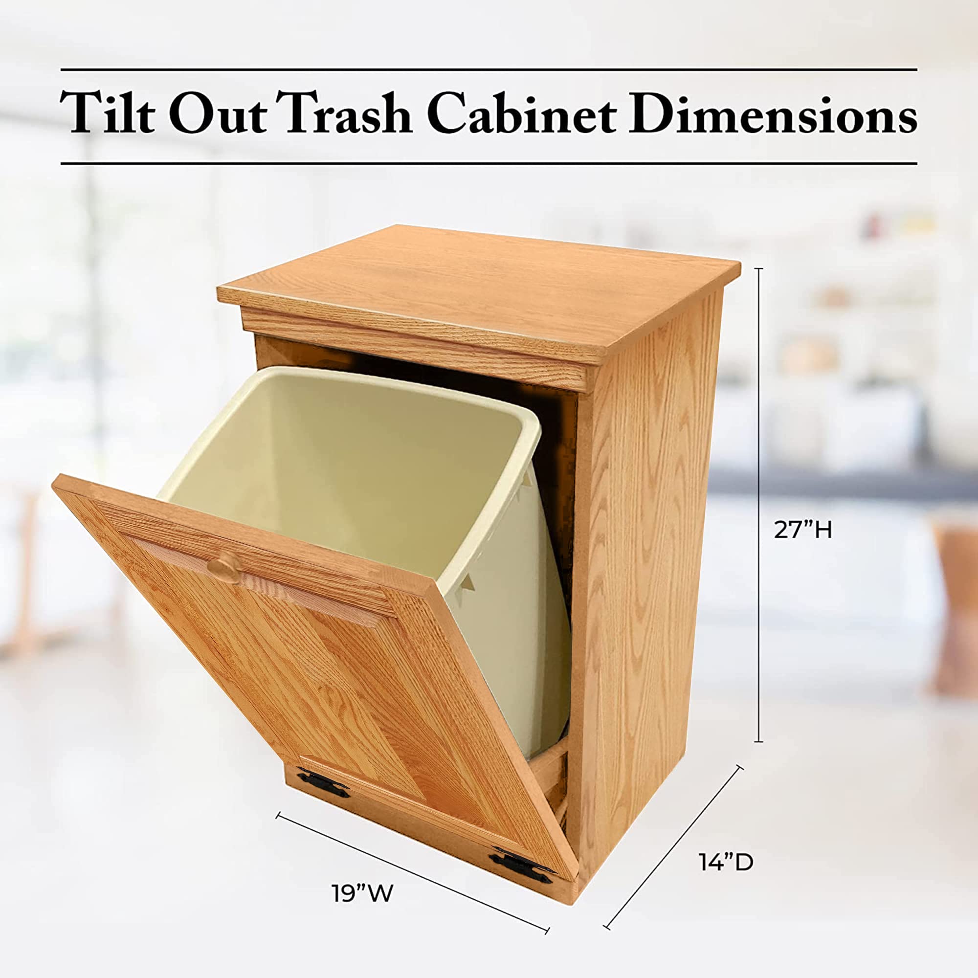 Peaceful Classics Tilt Out Trash Cabinet- Amish Handcrafted Wooden Pull Out , Decorative Trash Bin Cabinet For Kitchen, Bedroom,