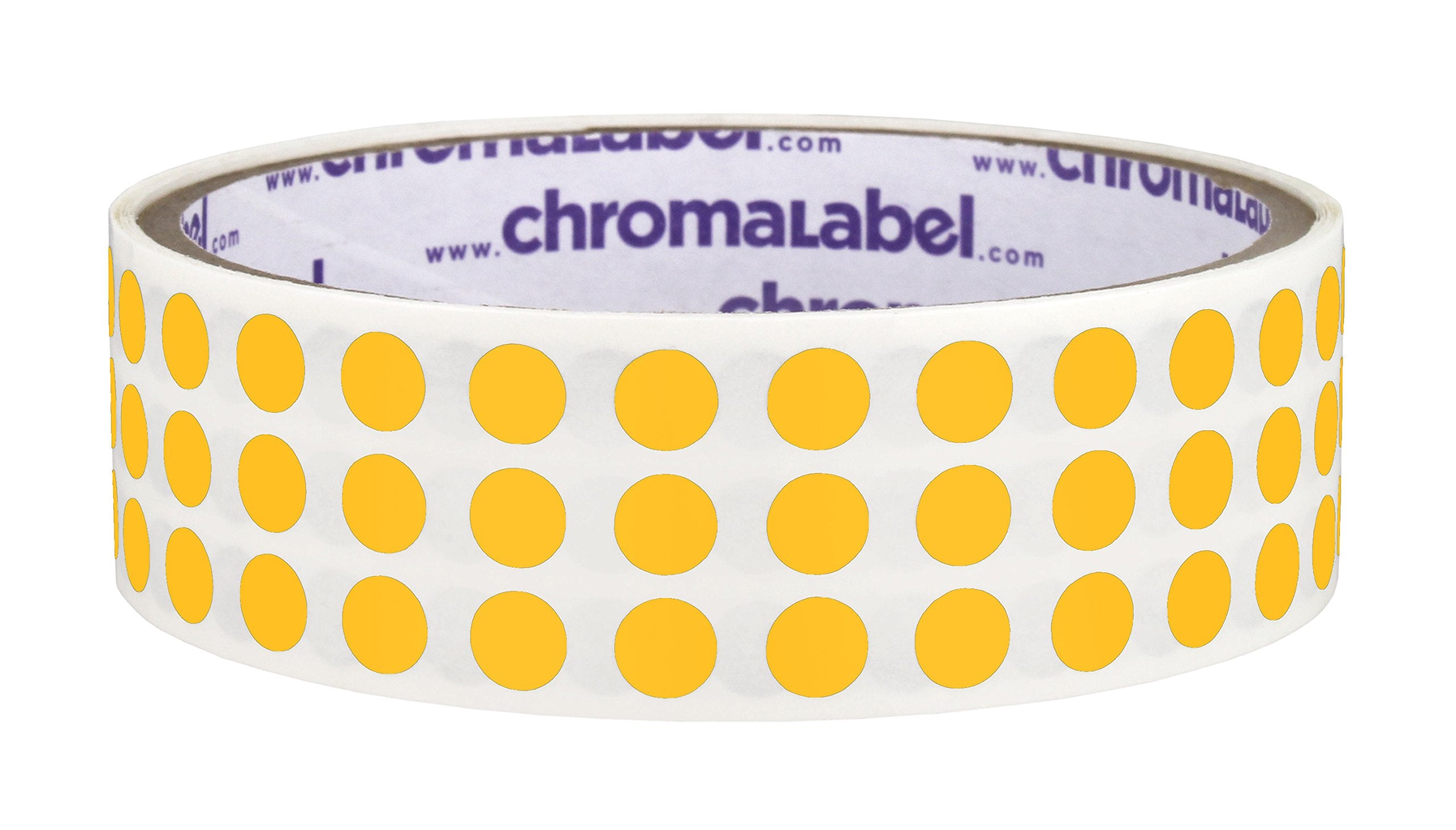 Chromalabel 025 Inch Round Label Permanent Color Code Dot Stickers, 1000 Labels Per Roll, Goldenrod