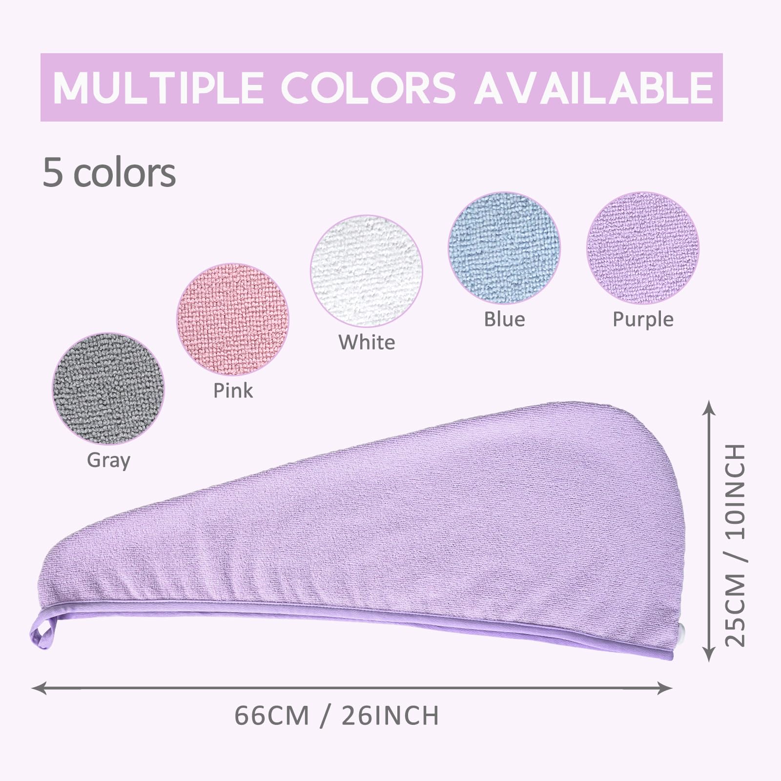 YoulerTex Microfiber Hair Towels Wrap Women: 5 Packs Hair Turban Towel Set Curly Hair Products for Hair Care - Hair Drying Towel
