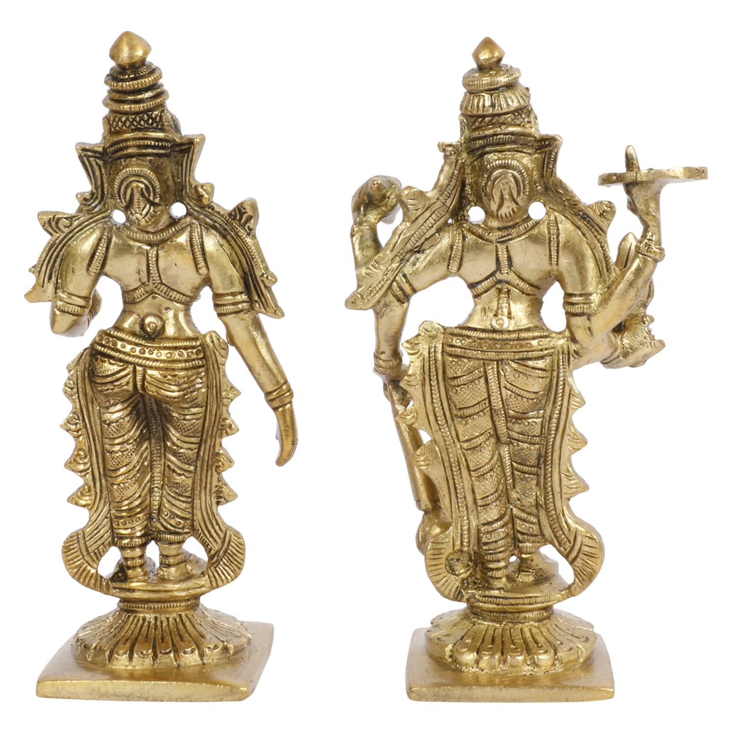 Kartique Brass Vishnu Laxmi Murti Lord Bhagwan Vishnu Narayan Lakshmi Statue Idol Murti for Home Decor Mandir Pooja Goddess Laxm