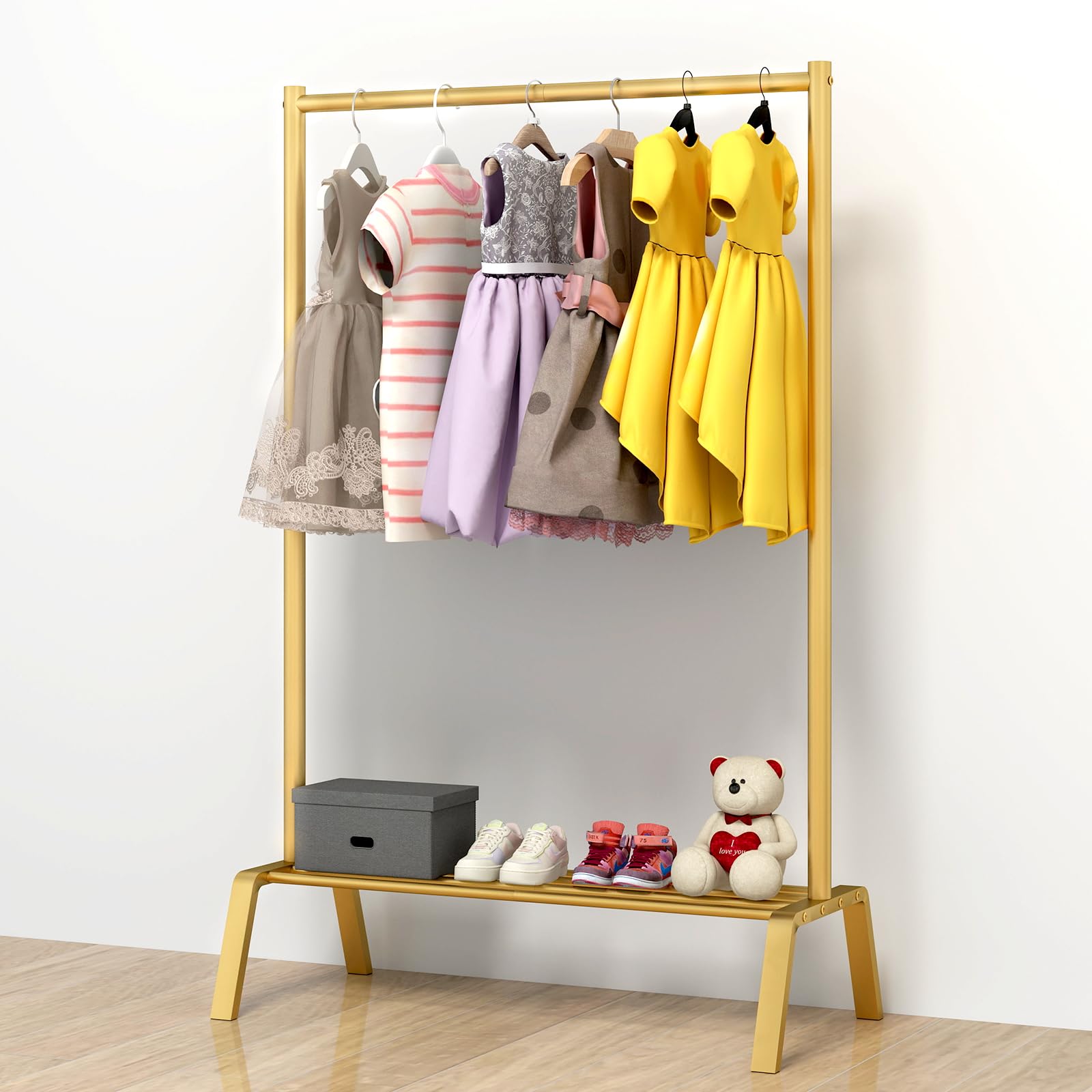 Stwwo Kids Dress Up Storage, Metal Kids Clothing Rack, Kids Costume Rack With Storage Shelf, Toddler Clothing Rack Organizer, Go