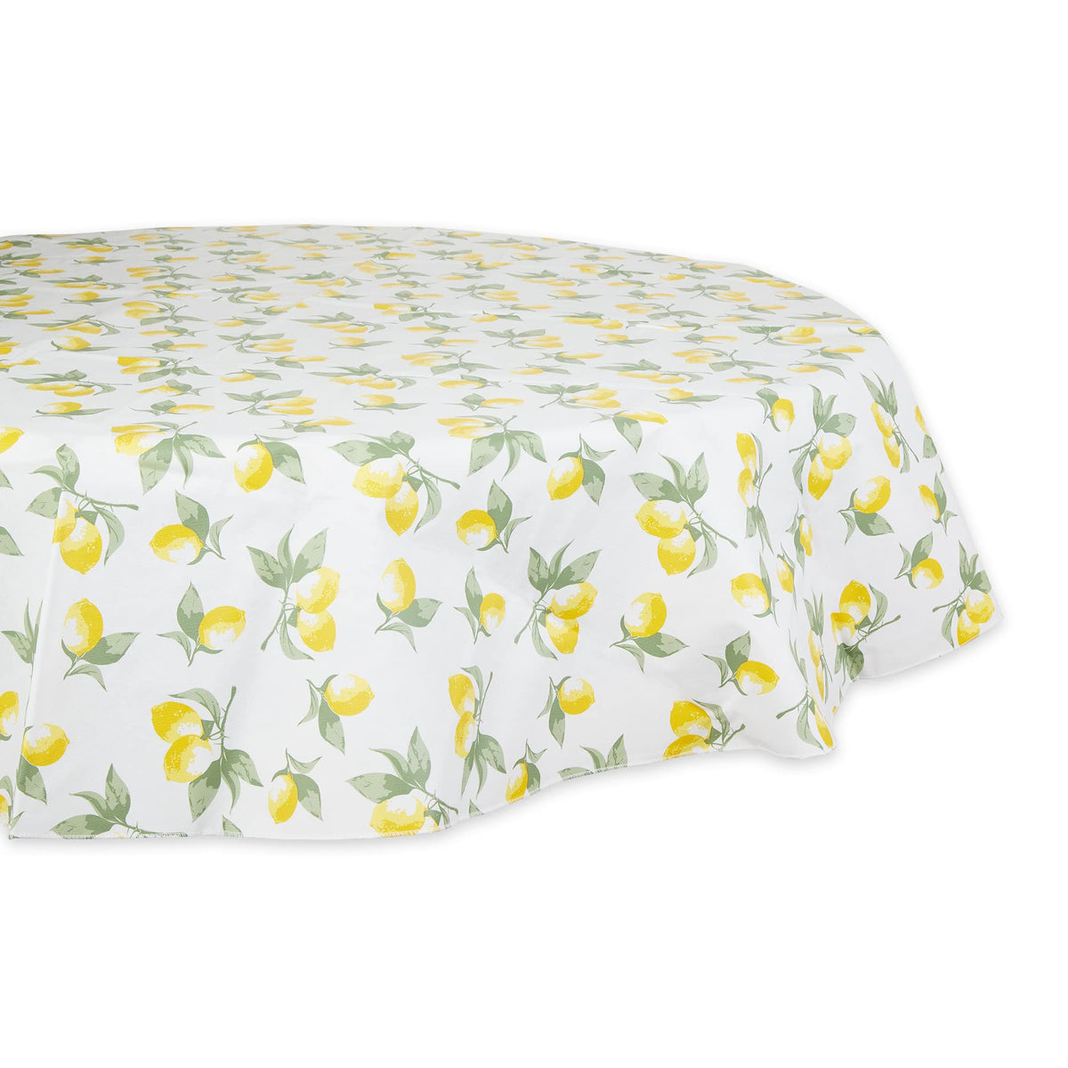 Dii Summer Lemon Vinyl Tabletop Collection Flannel Backed Tablecloth, Indoor/Outdoor, 70'' Round