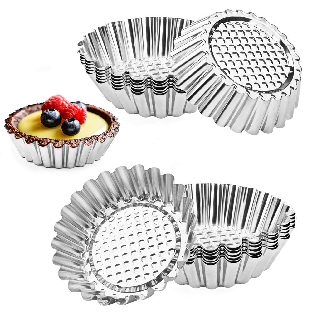 Amytalk 20 Packs Cupcake Mold, 3.8Inch Stainless Steel Mini Pie Tartlet Cupcake Cake Muffin Mold Tin Pan Baking Tool