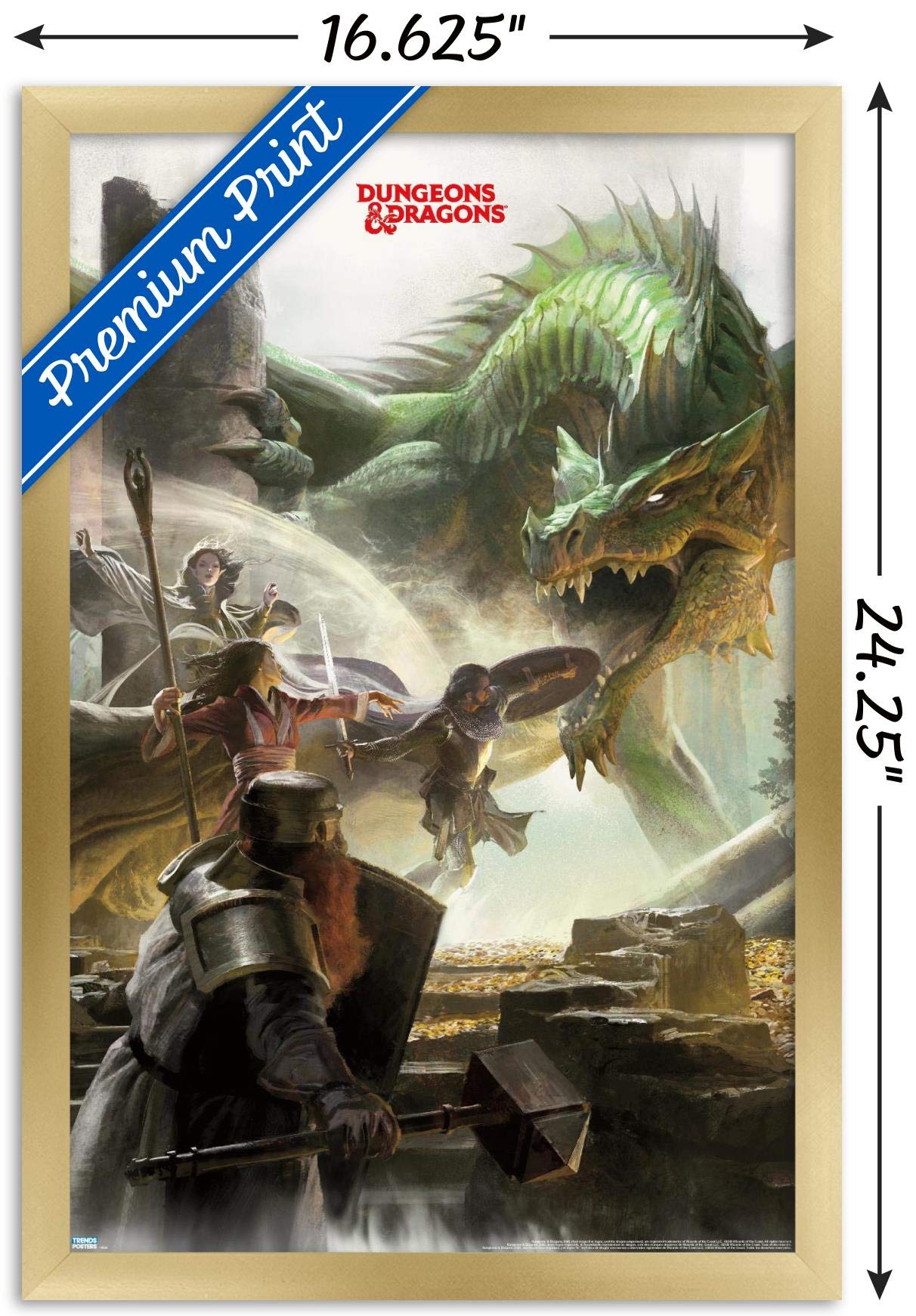 Trends International Dungeons And Dragons - Adventure Wall Poster, 14.725'' X 22.375'', Gold Framed Version