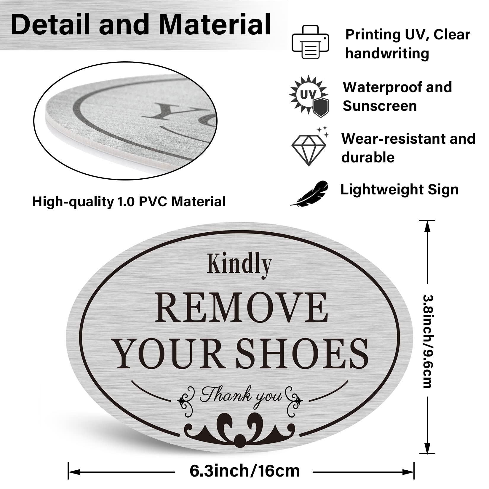 CARGEN 2 PACK Kindly Remove Your Shoes Oval Please Take Off Your Shoes No Shoes Sign Decal Sticker Home House Door Sign 6.3'' x 3.8'' Christmas Gifts
