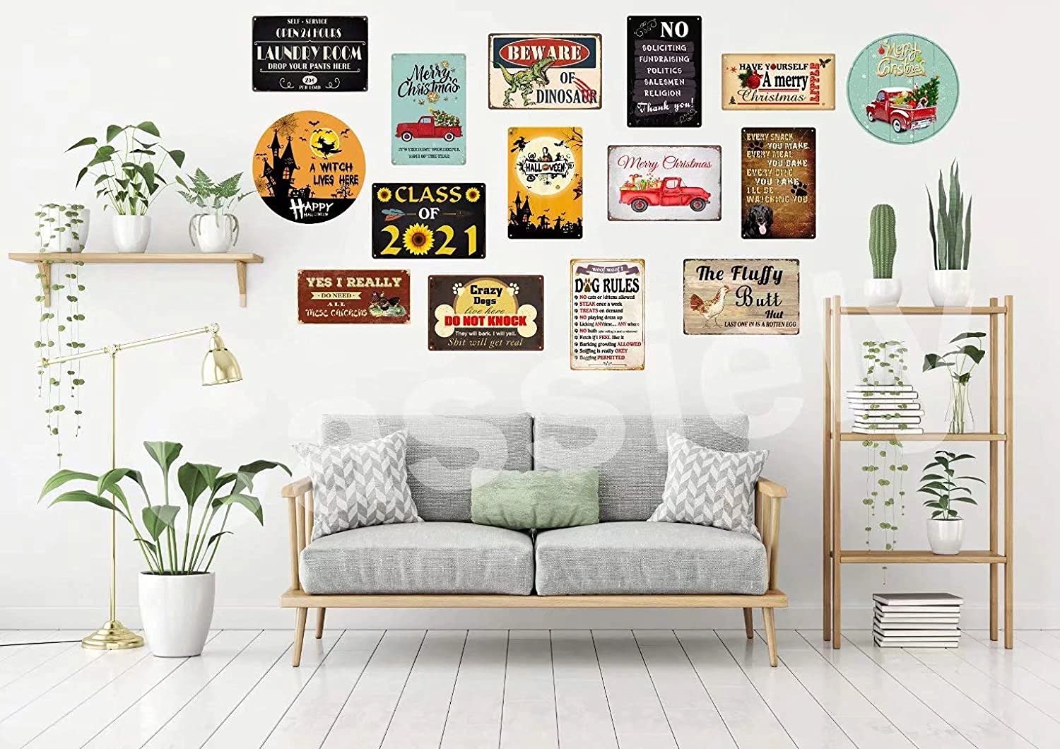 Wzvzgz 12X12 Inch,Wreath Round Metal Tin Sign,Painted Desert Cactus,Cactus Artwork,Retro Metal Round Tin Signs Decor Wall Art Po