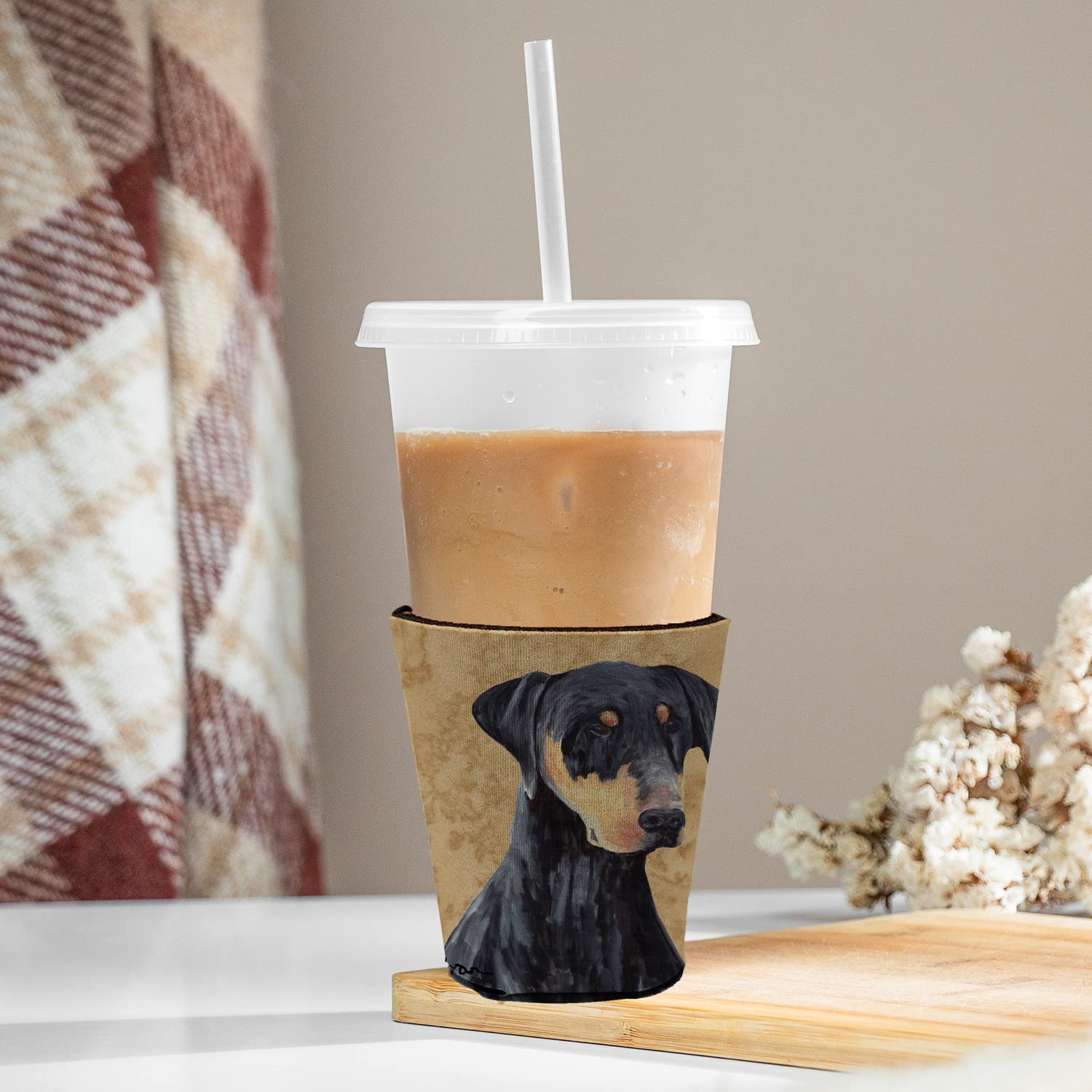 Doberman Red Solo Cup Beverage Insulator Hugger