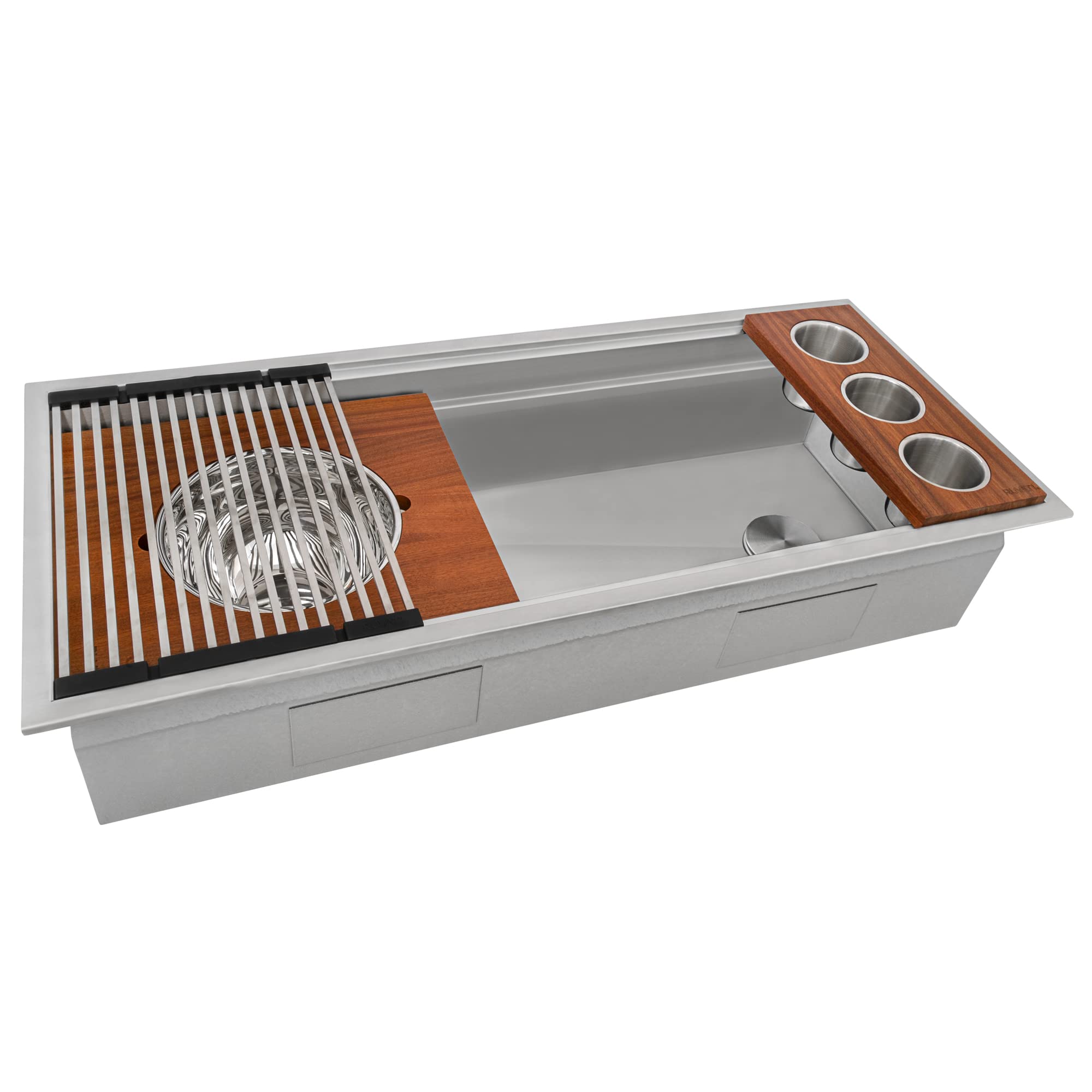 Ruvati 45-Inch Workstation Two-Tiered Ledge Kitchen Sink Drop-In Topmount 16 Gauge Stainless Steel - Rvh8433