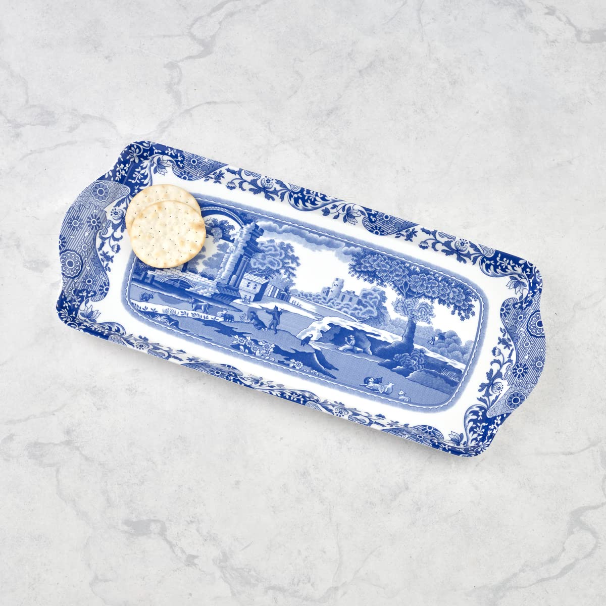 Pimpernel Spode Blue Italian Collection Sandwich Tray | Serving Platter | Crudit   And Appetizer Tray For Indoor And Outdoor Use