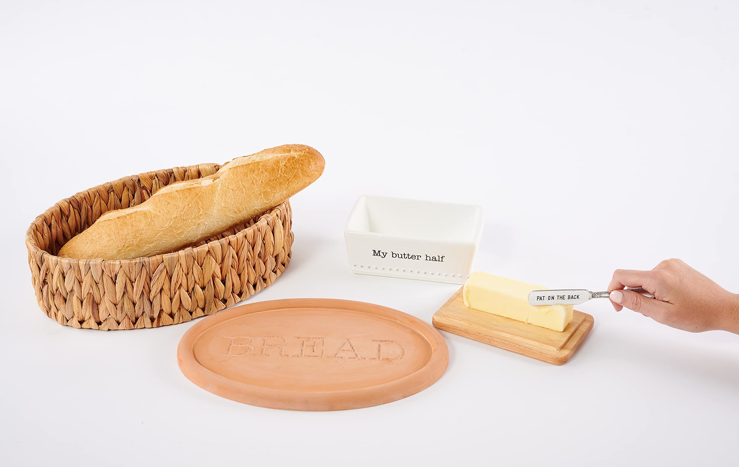 Mud Pie Terracotta Bread Warming Set, Brown, 8.5" x 12.5", Model 40130123, One Size