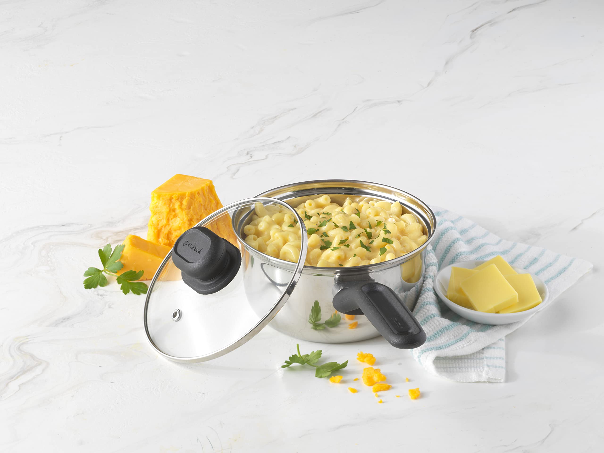 Good Cook Stainless Steel Sauce Pan 1.5 Quart with Lid - Silver, Model 06003