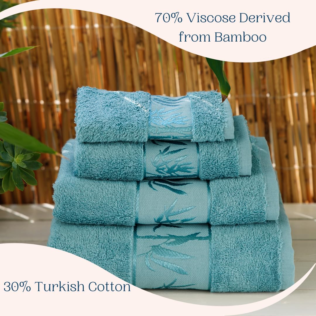 Marmaris Co. Set Of 4 Luxury Super Soft Towels - Premium Viscose Derived From Bamboo & Turkish Cotton For The Ultimate Bath Expe