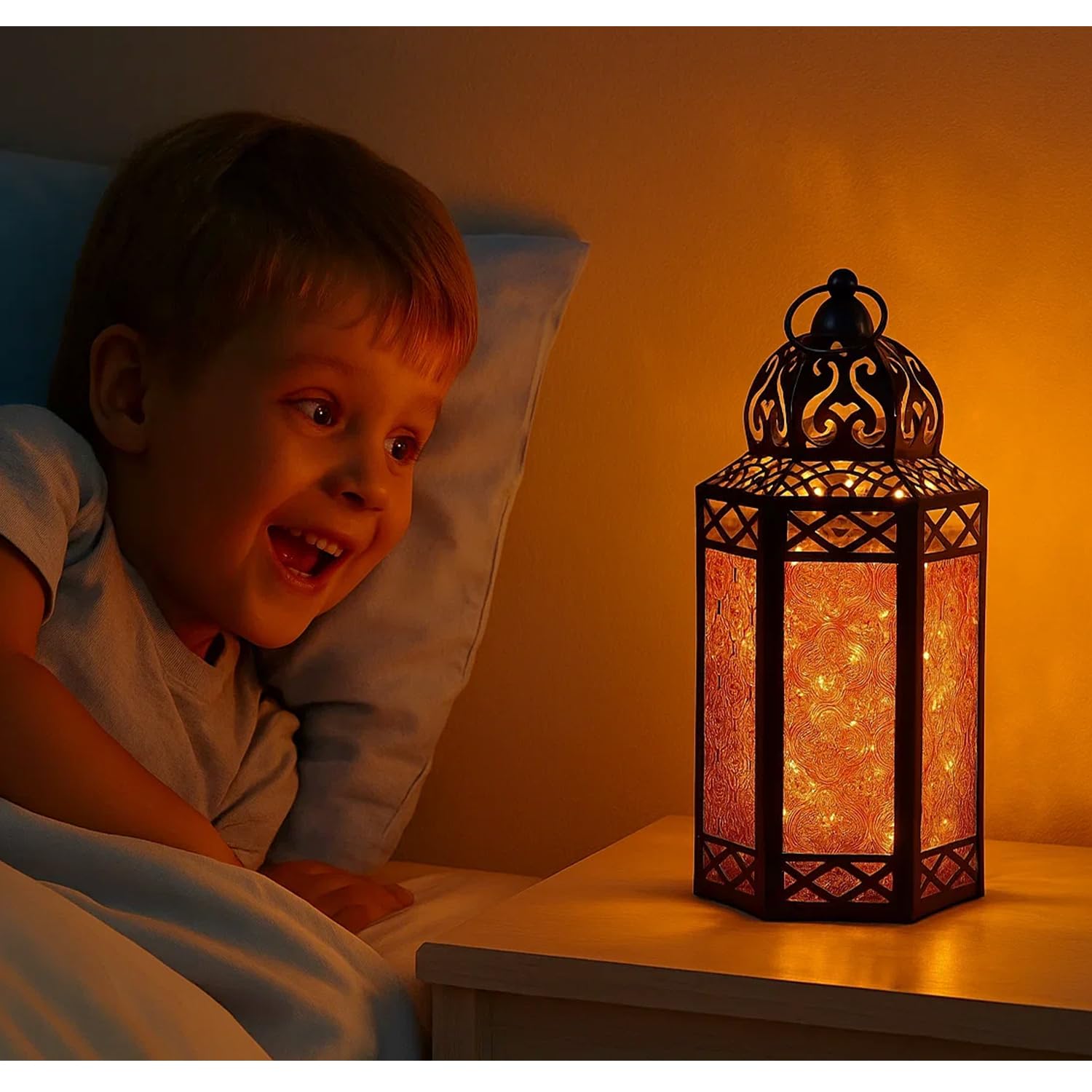 VELA LANTERNS 12 Metal Moroccan Decorative LED Fairy Lights Candle Lantern Holders for Hanging or Table, Indoor Home Decor, Outd